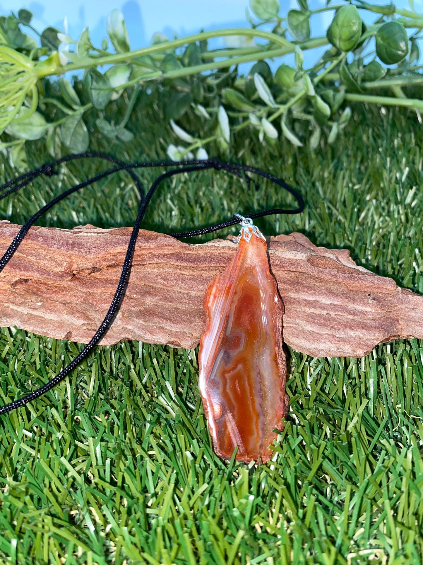 Crystal Agate Slice Orange Mineral Stone Brazilian Crystal Healing Necklace Protection Gift Accessories