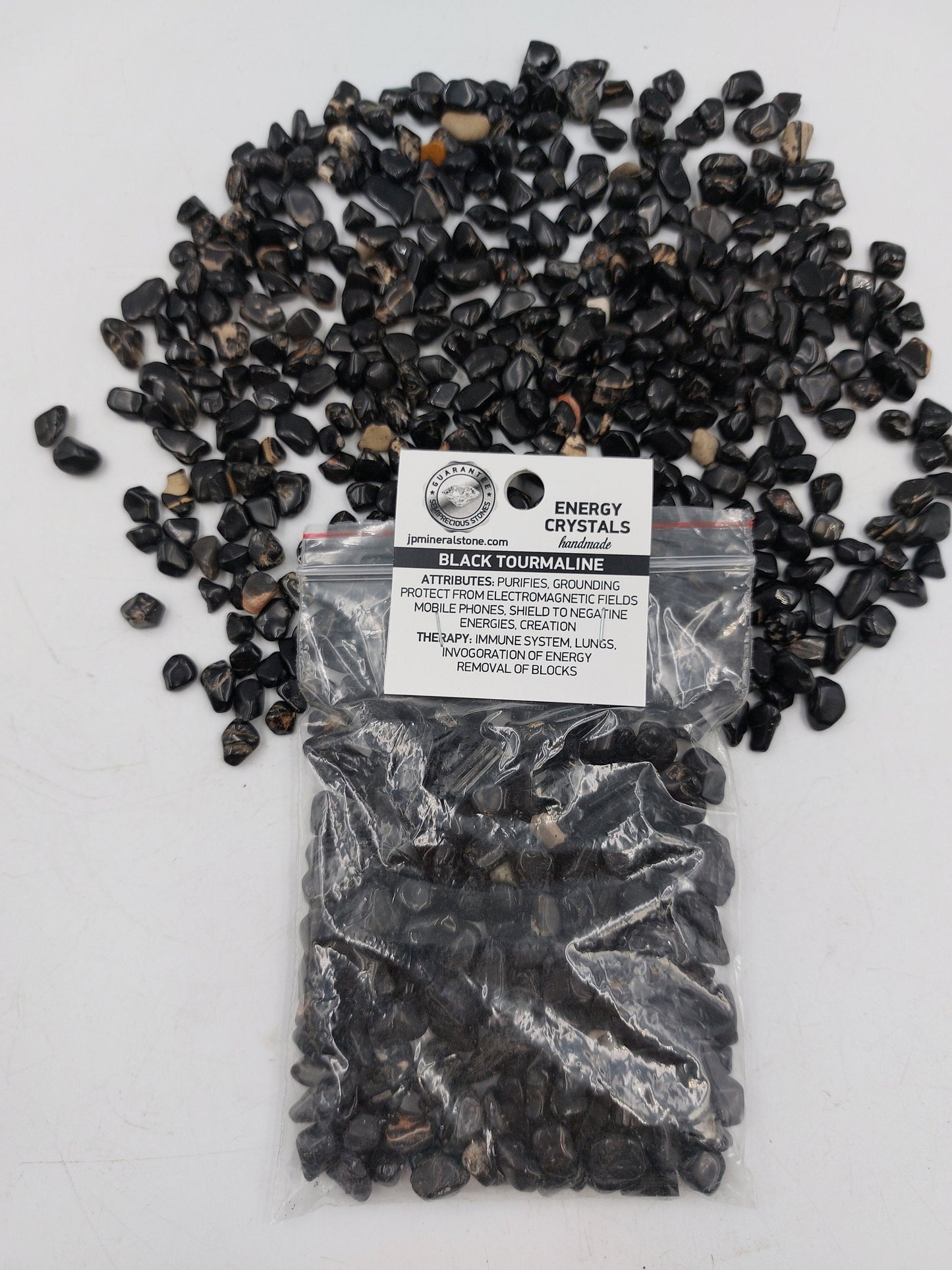 Black Tourmaline Polished Crystal Chips, Tumbled Healing Gemstone, New Age Polished Semi-Precious Rocks