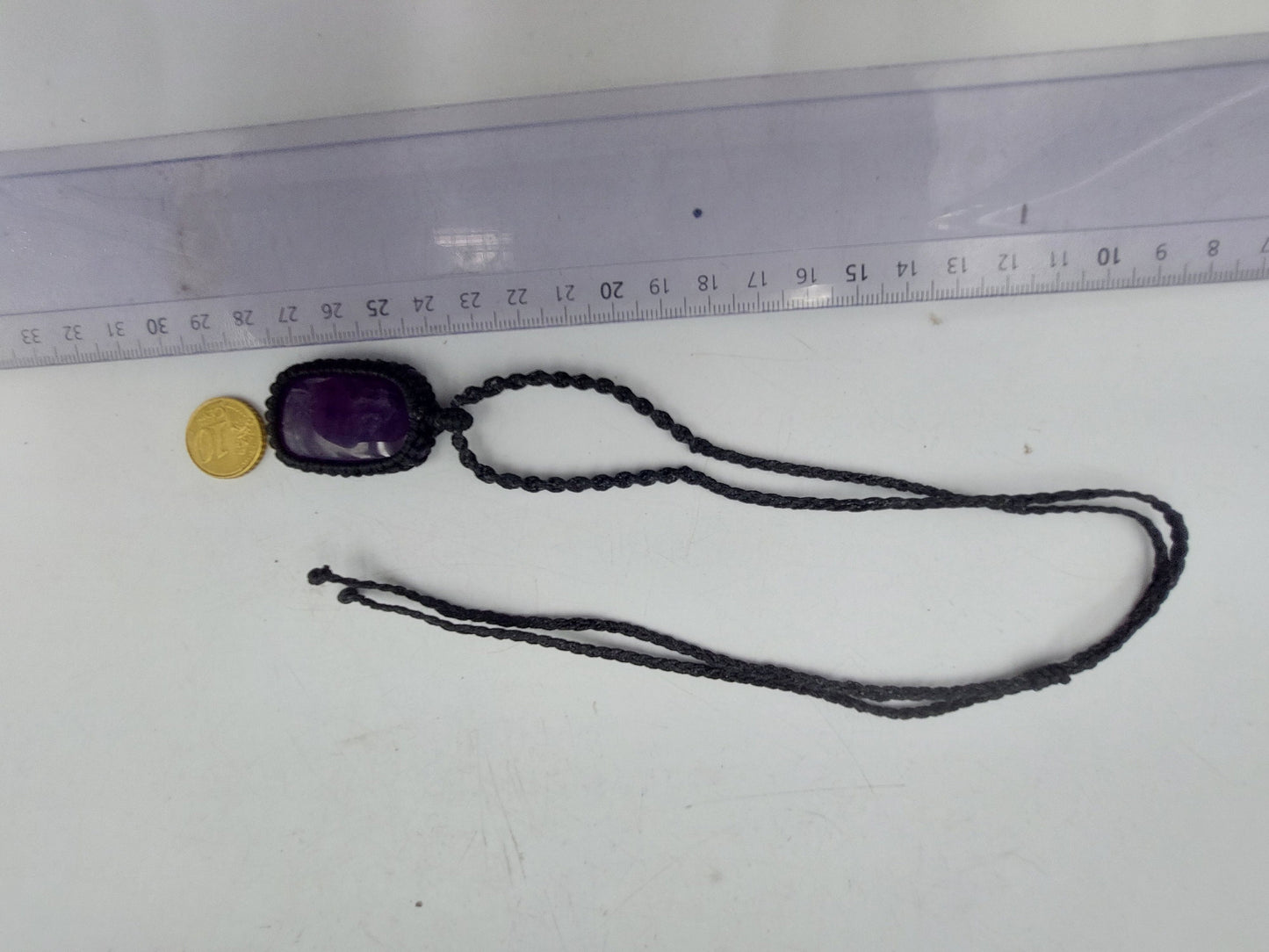 Natural Amethyst Handmade Wrapped Macrame Necklace - Healing Stone - Gift Idea - Protection