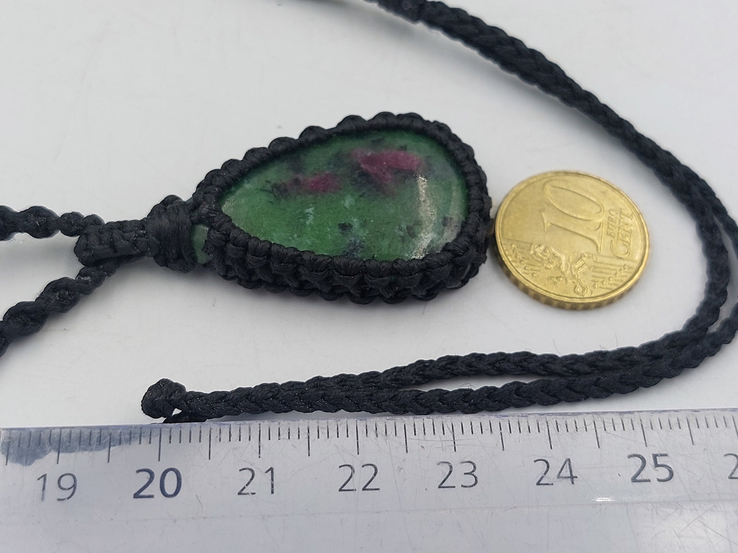 Natural Ruby Zoisite Handmade Wrapped Macrame Necklace - Healing Stone - Gift Idea - Protection