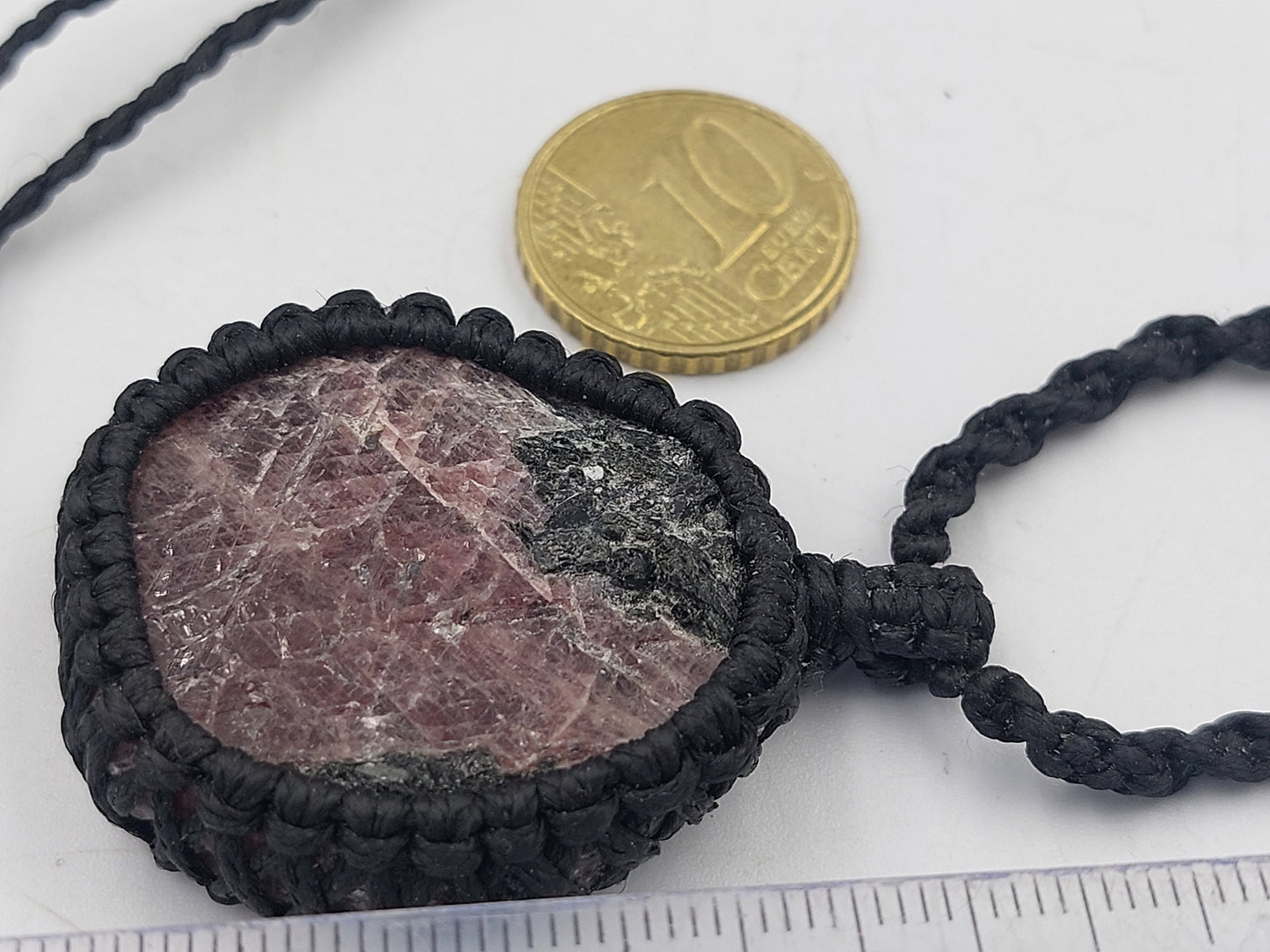Natural HEXAGON Ruby with Black Tourmaline Handmade Wrapped Macrame Necklace - Healing Stone - Gift Idea - Protection