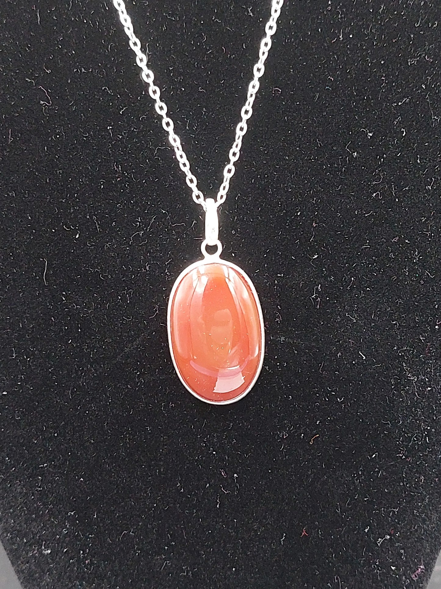 Carnelian Crystal Sterling Silver 925 Necklace - Passion, self esteem, energy