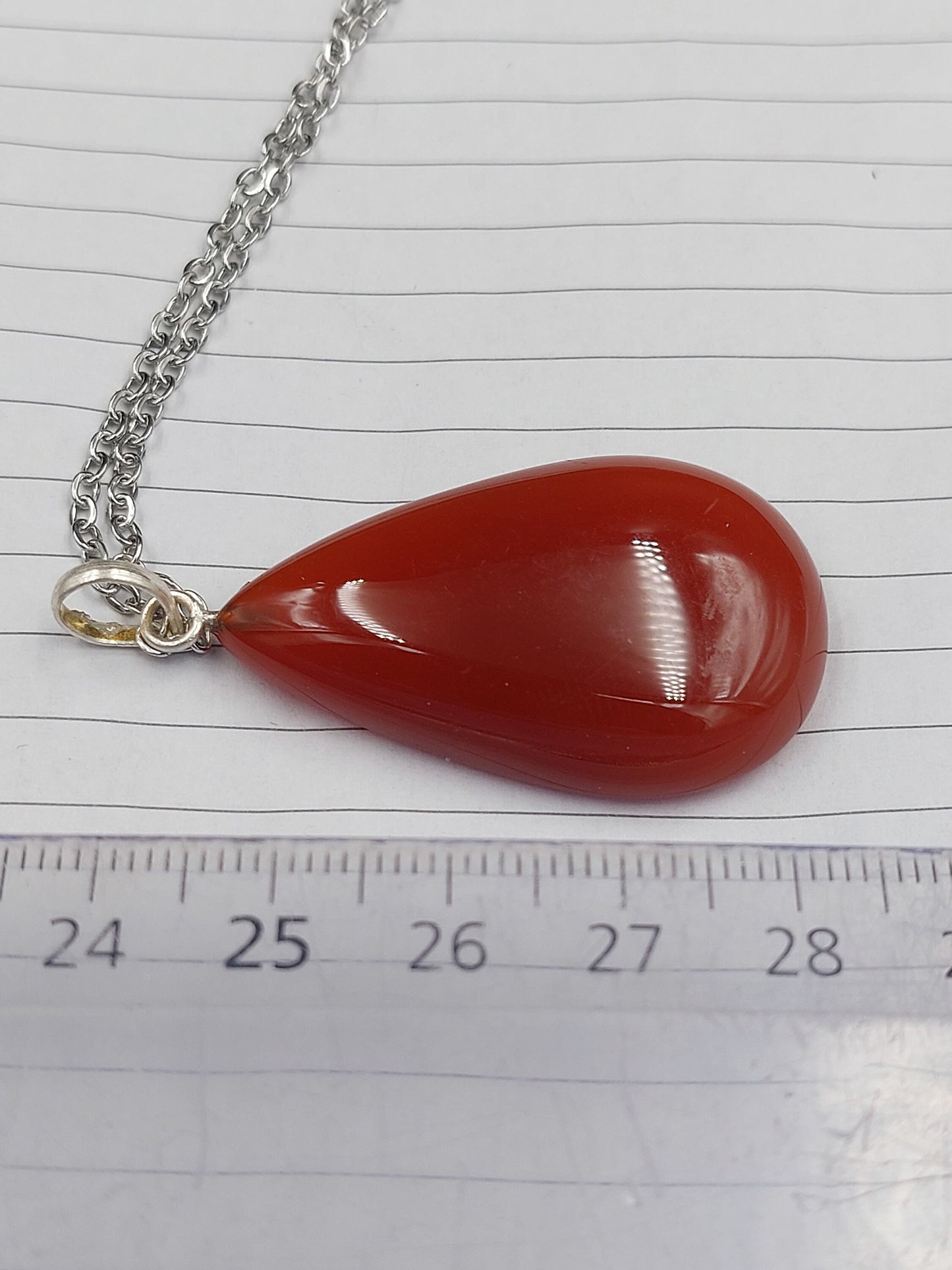 Carnelian Crystal Necklace Silver Plated