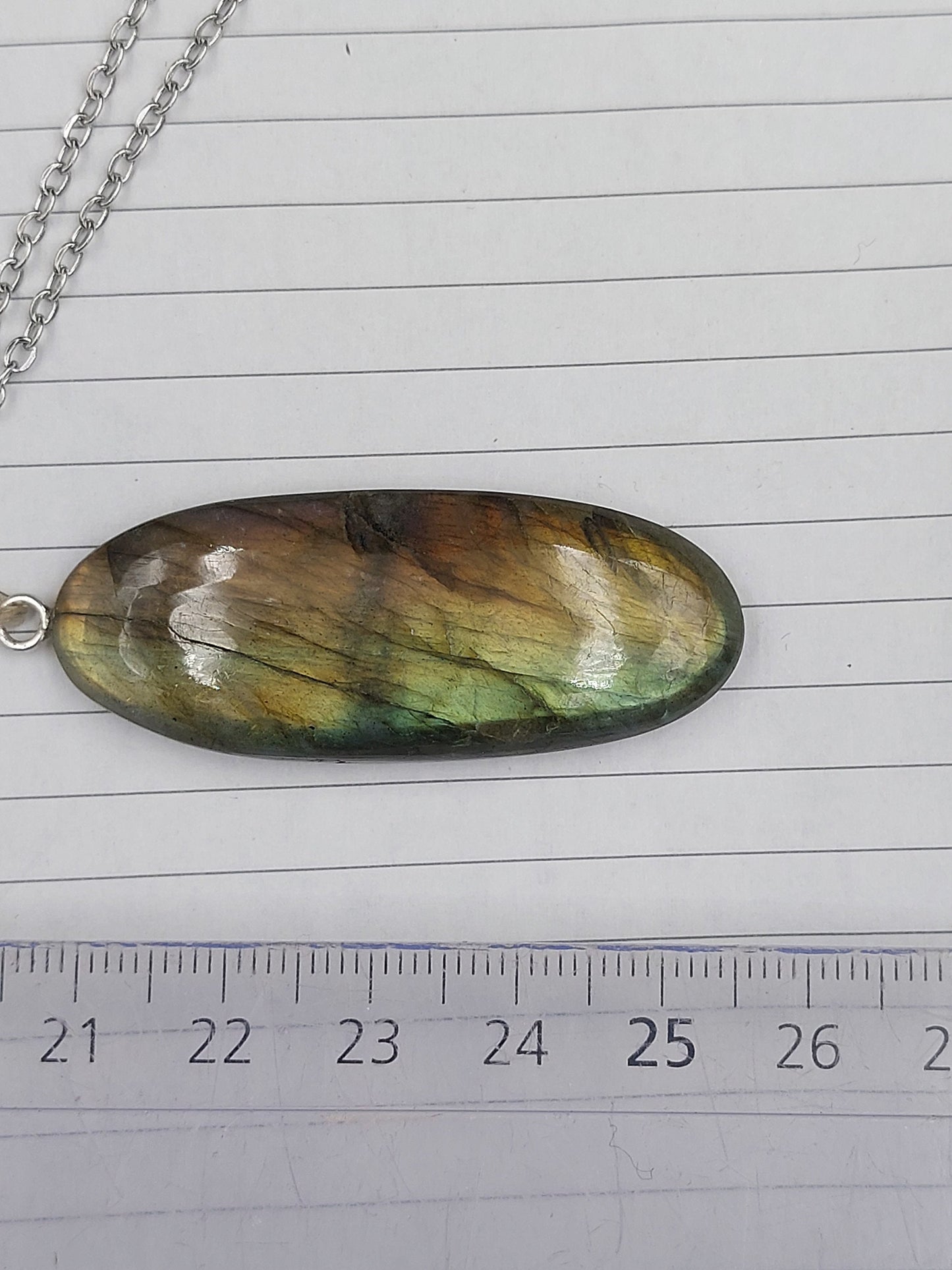 Labradorite Crystal Necklace Silver Plated