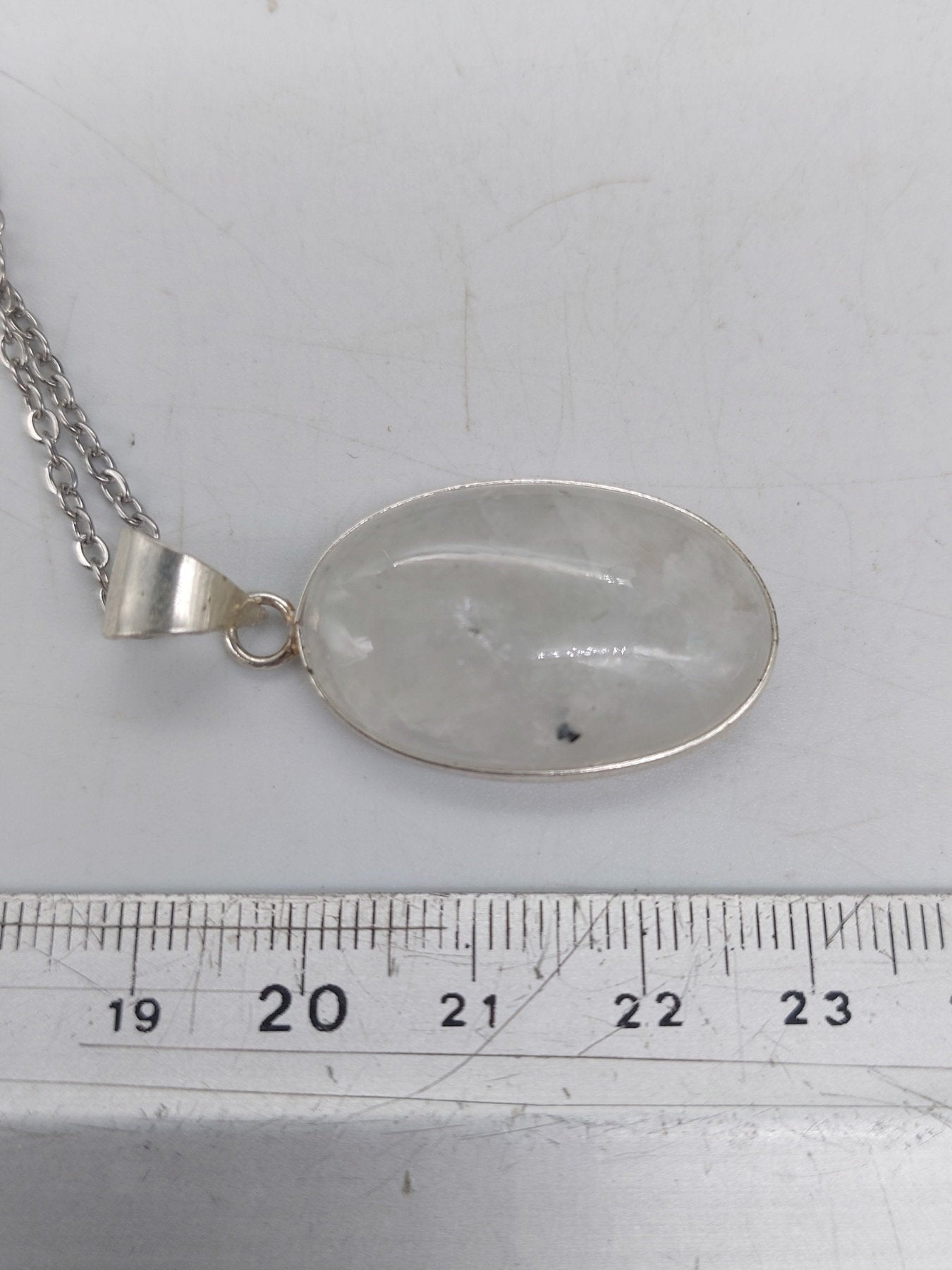 Moonstone Silver Plated Brass Pendant Cabochon Cut Healing Crystal