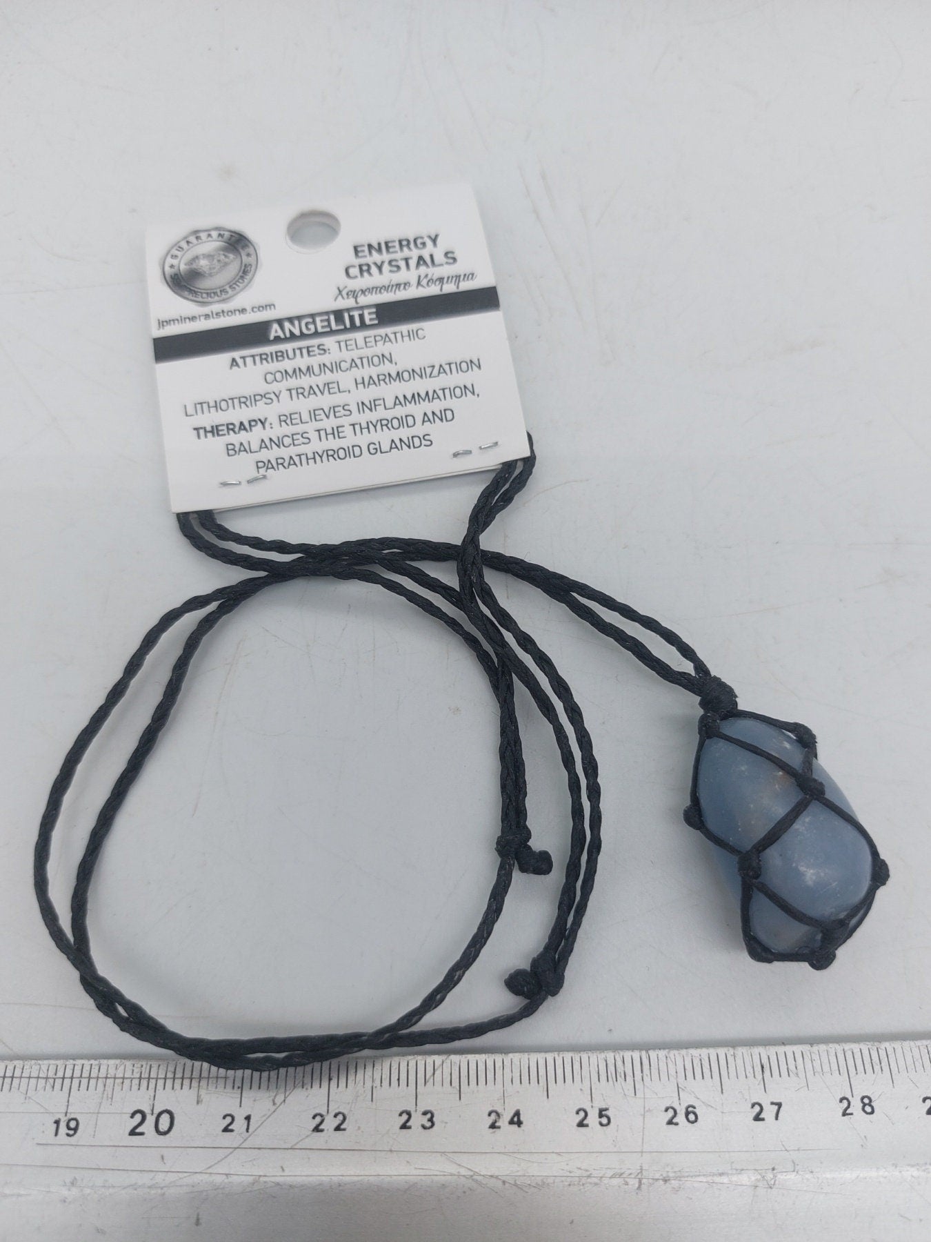 Angelite Polished Crystal Macrame Necklace