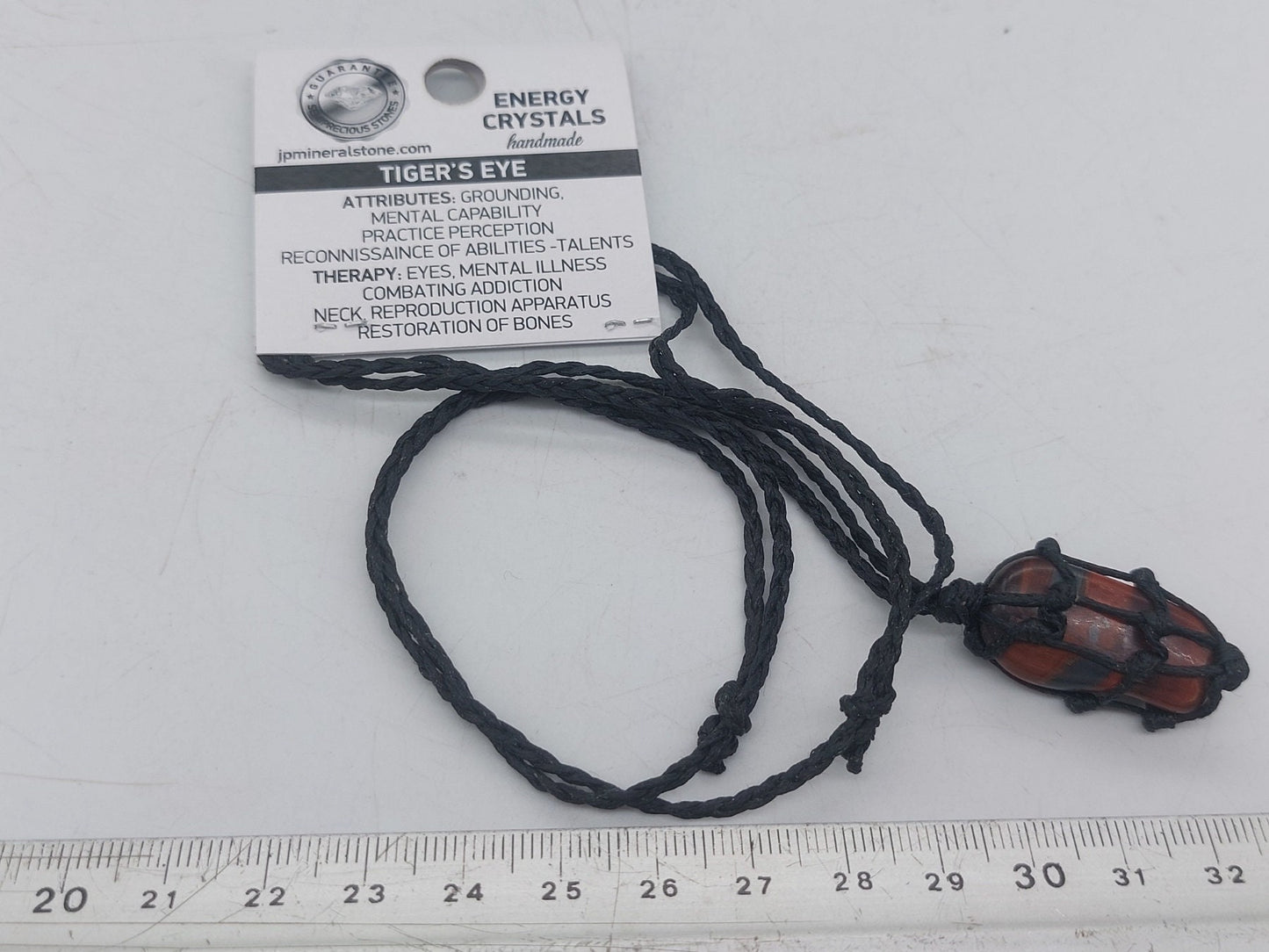 Makramee-Halskette aus poliertem Kristall des roten Tigerauges