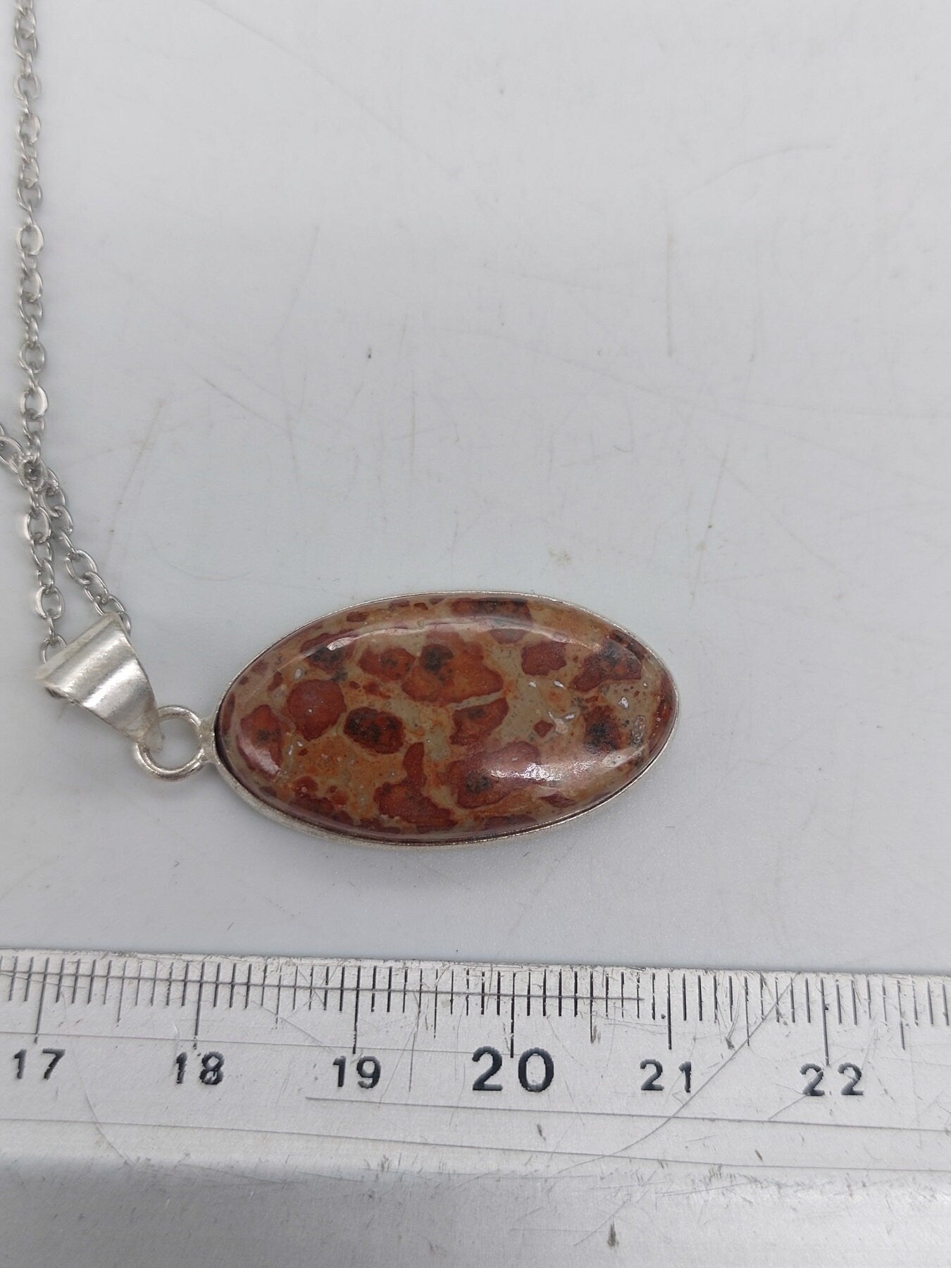 Leopard Skin Jasper Crystal Silver Plated Necklace
