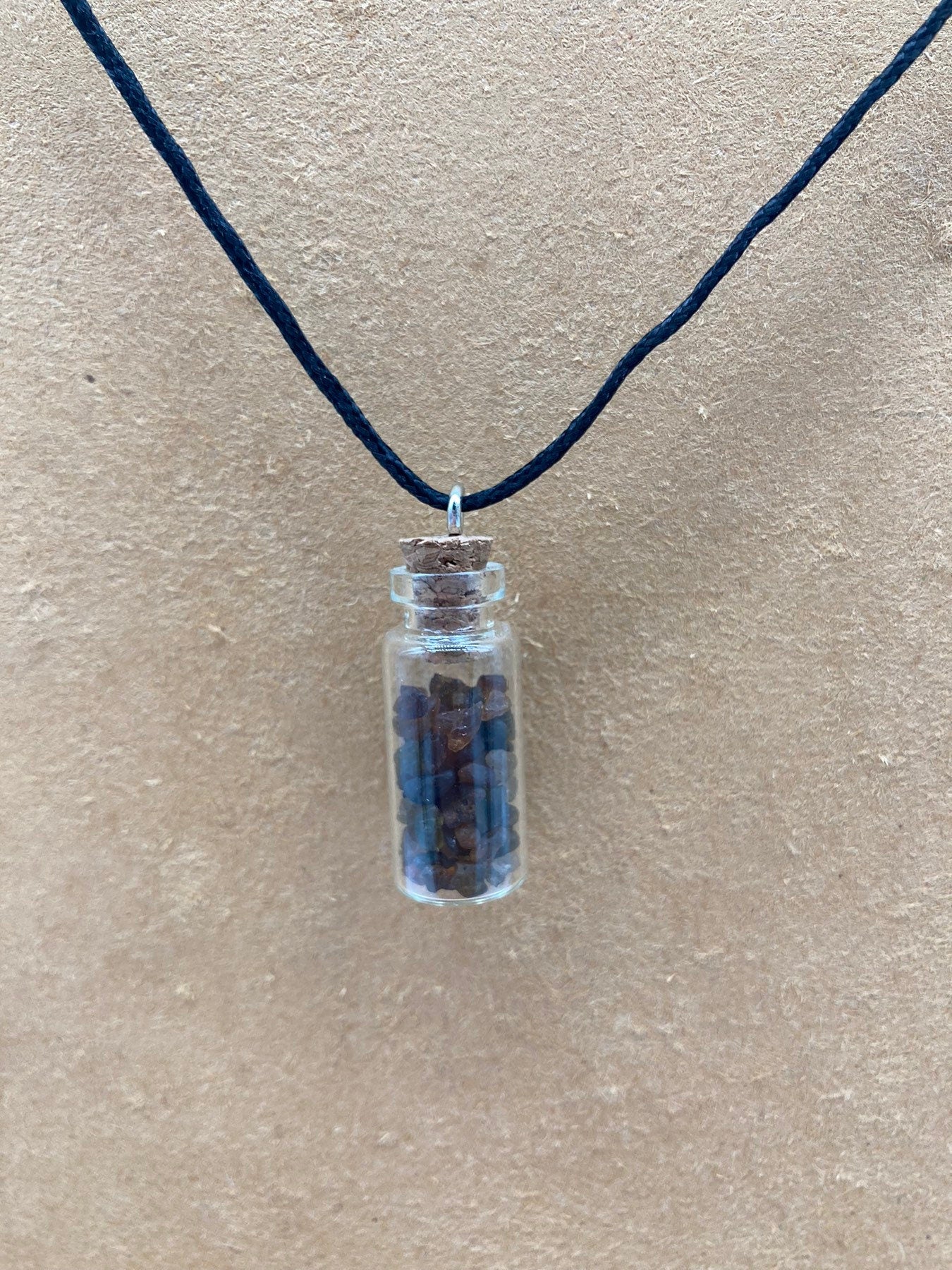 Brown Tourmaline Crystal Chips Bottle Necklace