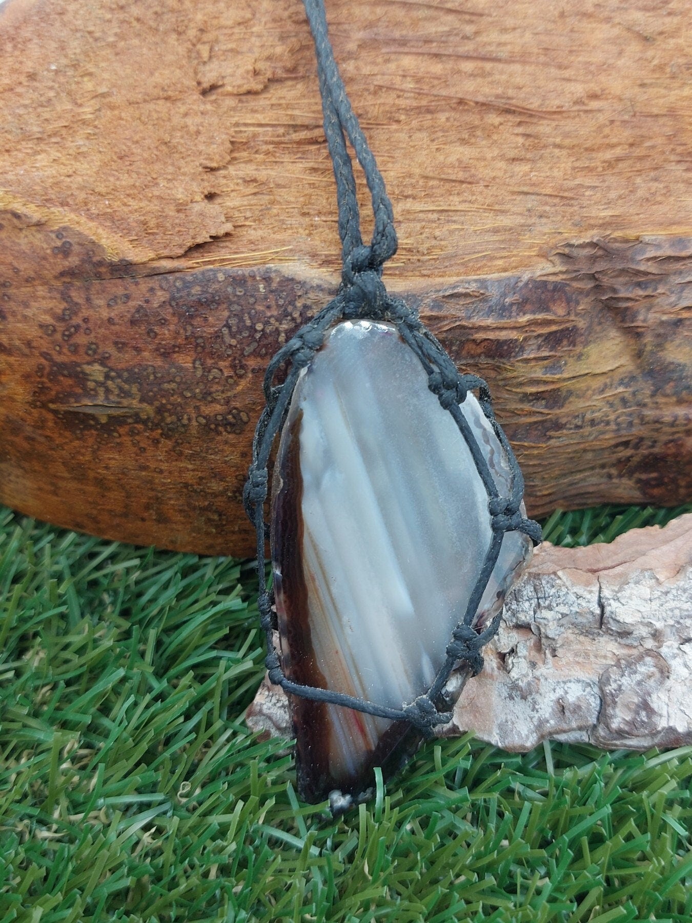 Agate Crystal Macrame Necklace
