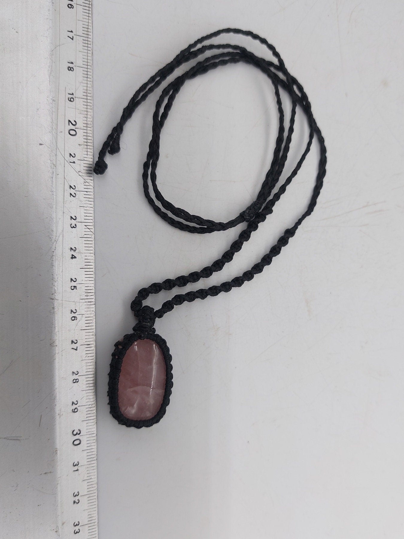 Rose Quartz Crystal Macrame Necklace