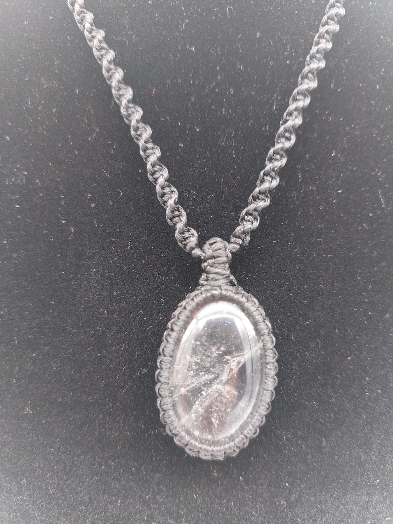 Clear Quartz Crystal Macrame Necklace