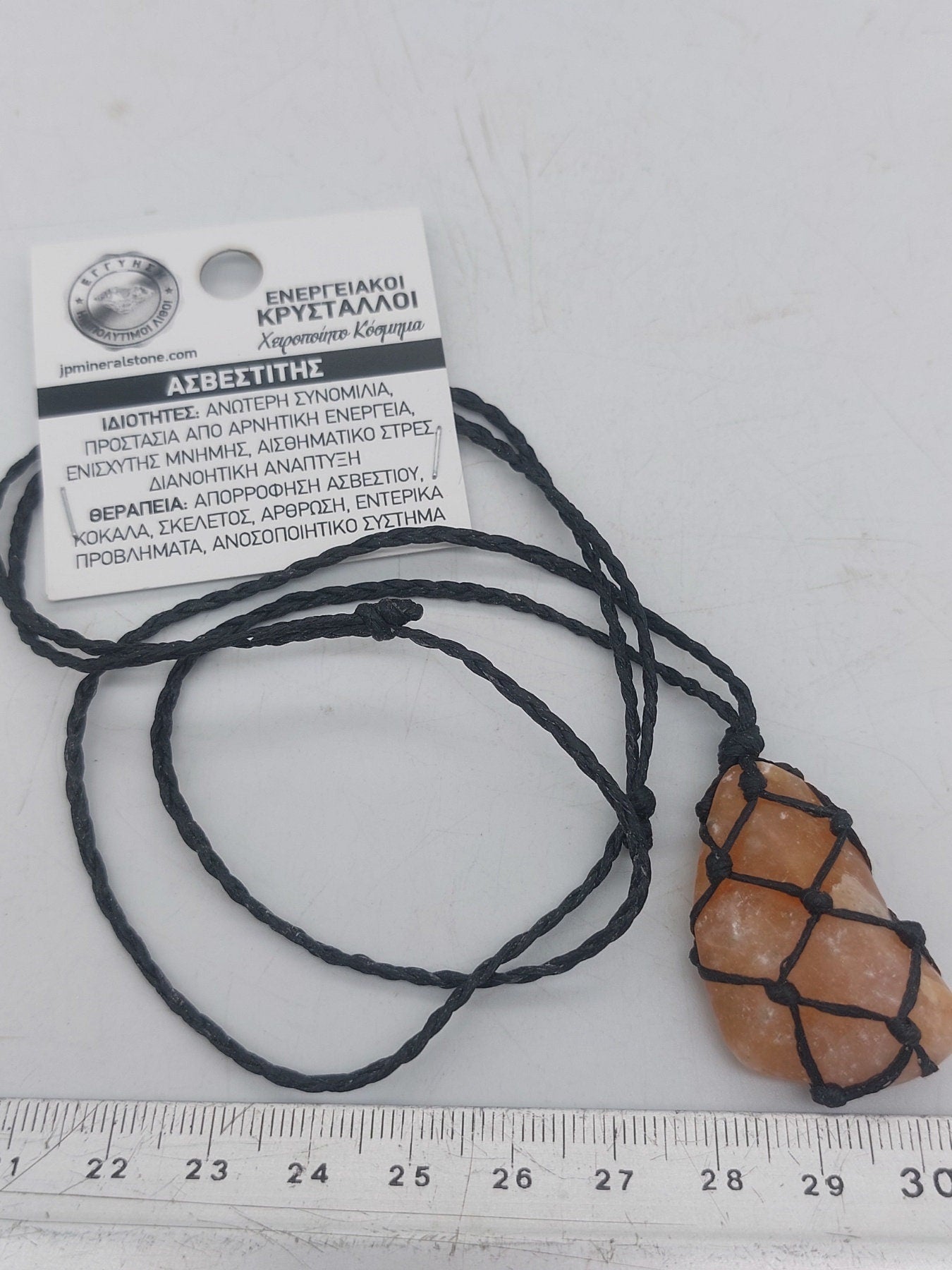 Makramee-Halskette aus poliertem Orangencalcit-Kristall