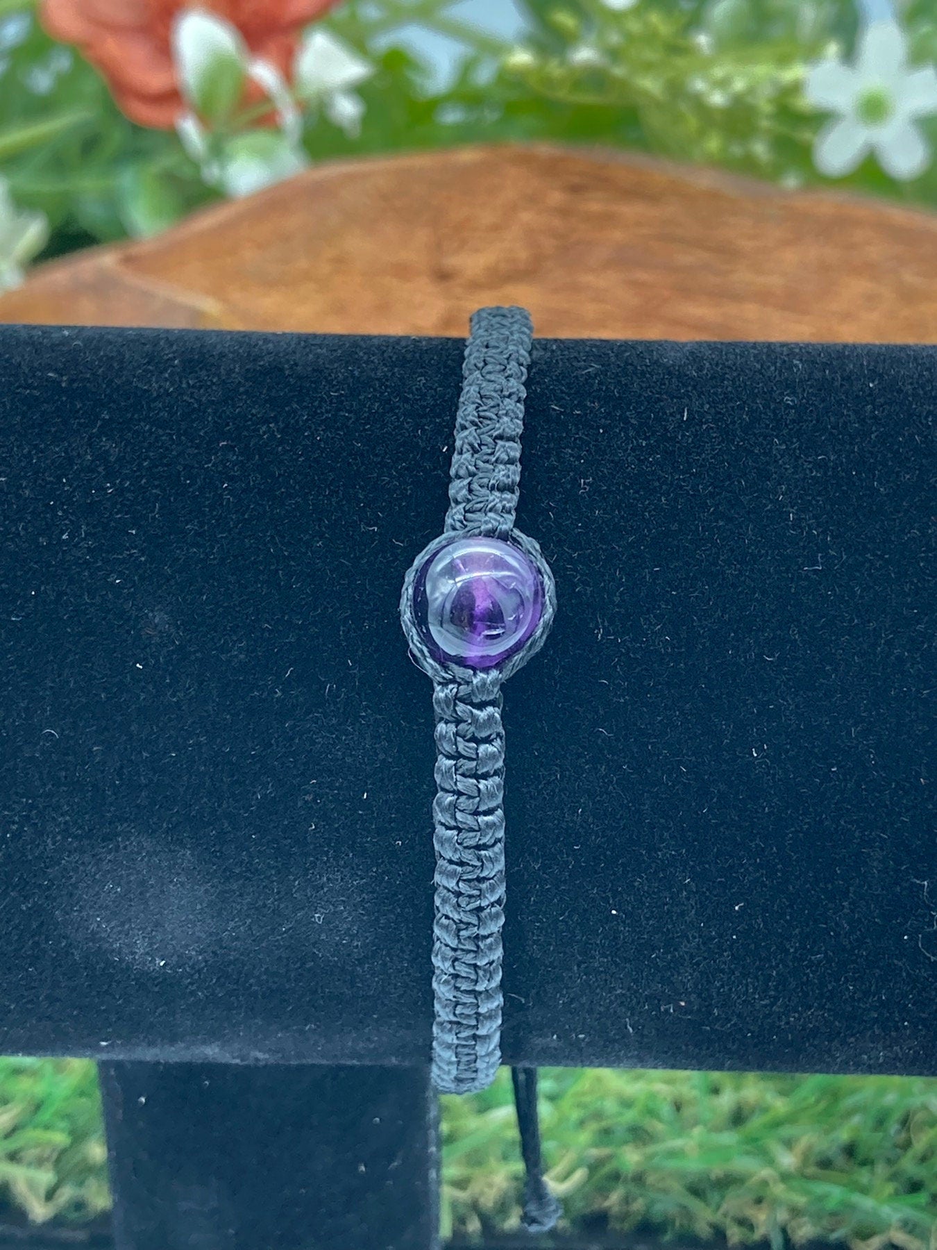 Amethyst Bead Macrame Bracelet