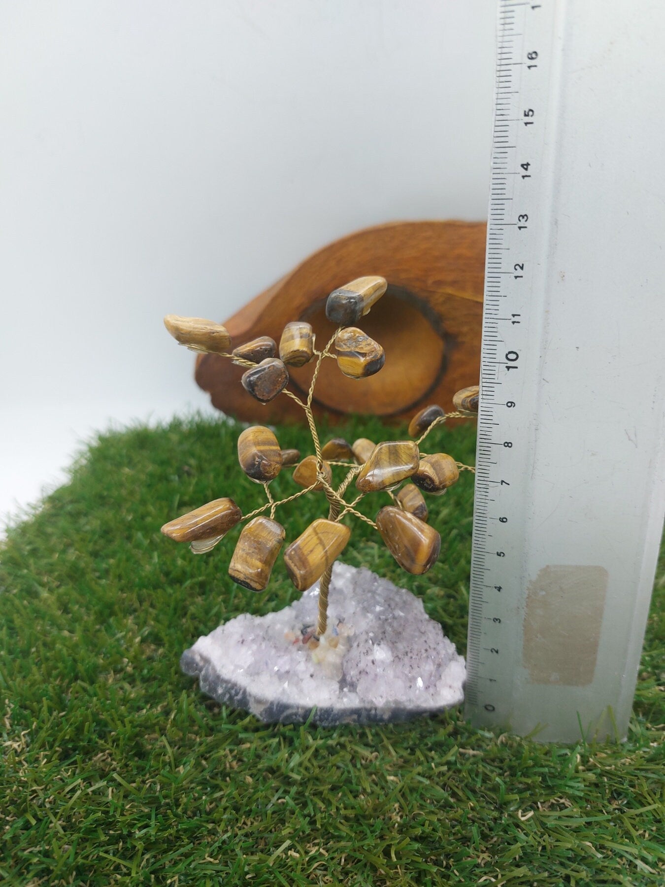 Tiger's Eye Crystal Tree of Life with Amethyst Base - Home Decoration