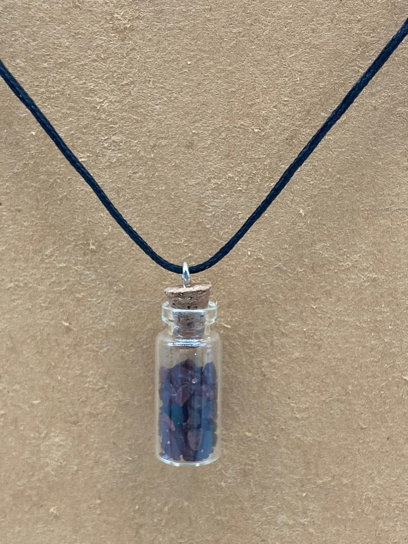 Red Garnet Crystal Chips Bottle Necklace