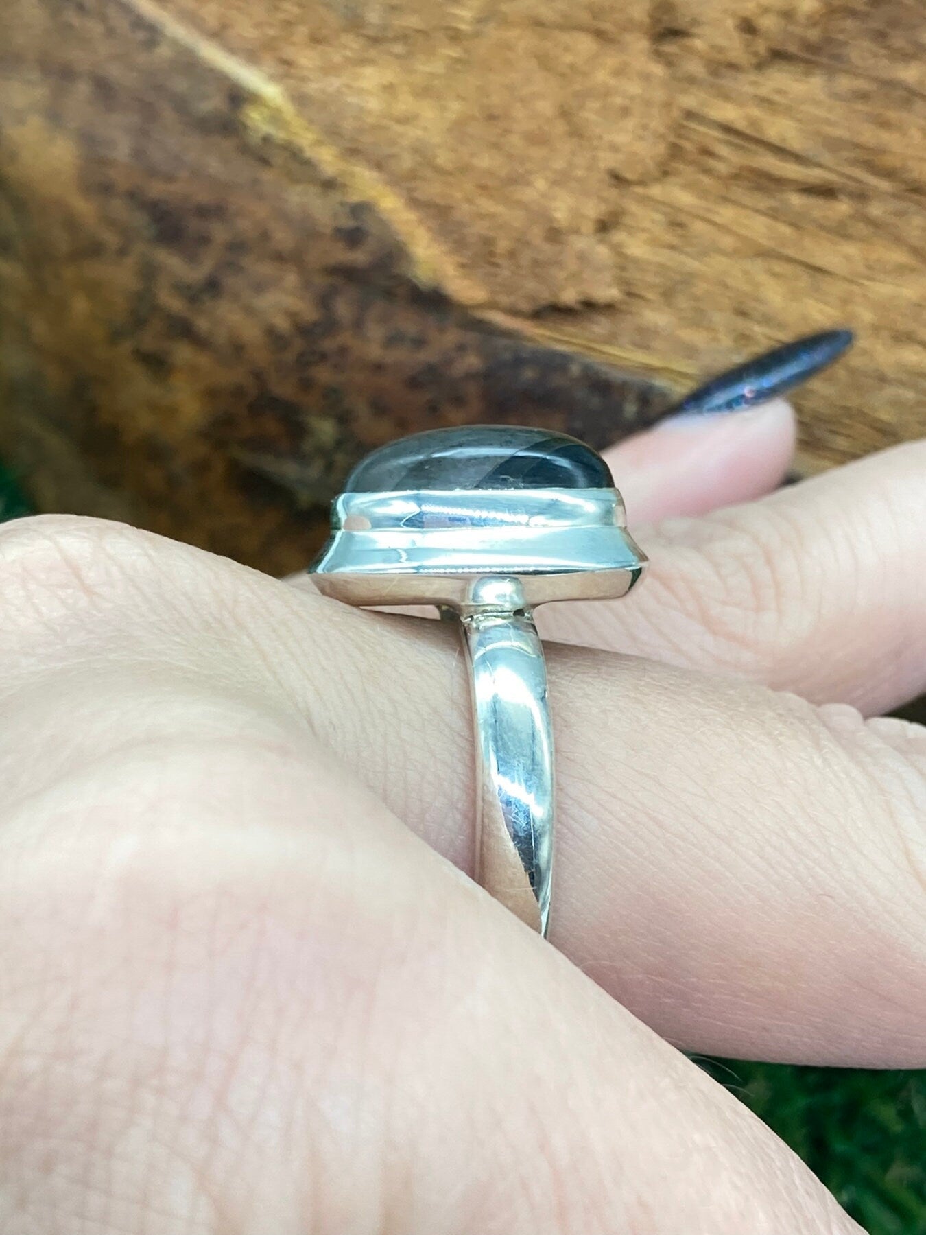 Labradorite Crystal Sterling Silver 925 Cabochon Cut Ring Top Quality Handmade