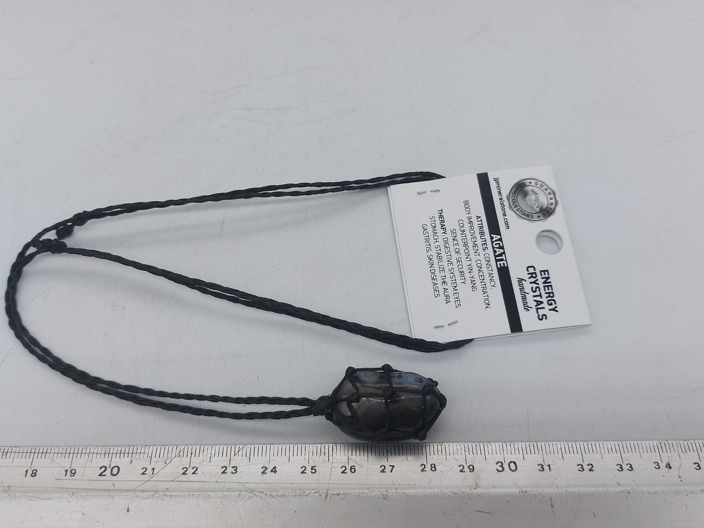 Natürlicher polierter Achat-Mineralstein, brasilianischer Kristall, Heilung, Makramee, umwickelte Halskette, Schutz, Geschenk-Accessoires