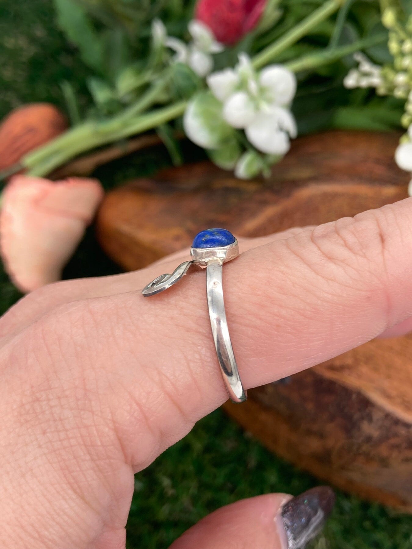 Lapis Lazuli Crystal Sterling Silver 925 Ring Top Quality Handmade