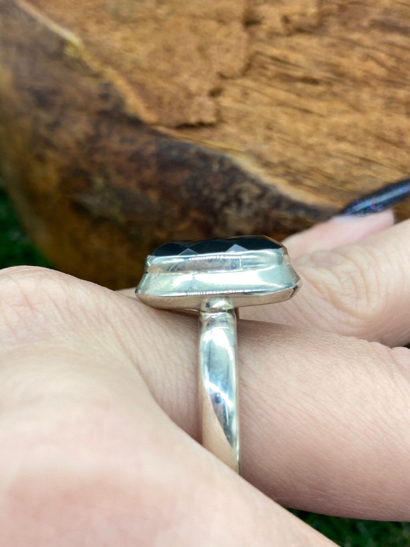 Smoky Quartz Crystal Silver 925 Faceted Ring Top Quality Handmade