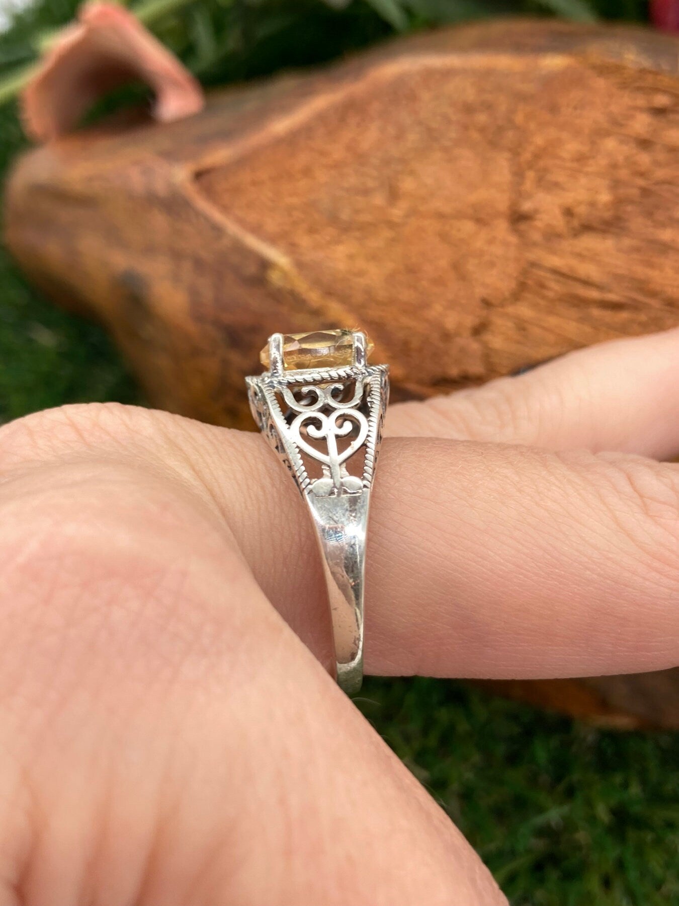 Citrine Crystal Sterling Silver 925 Faceted Ring Top Quality Handmade