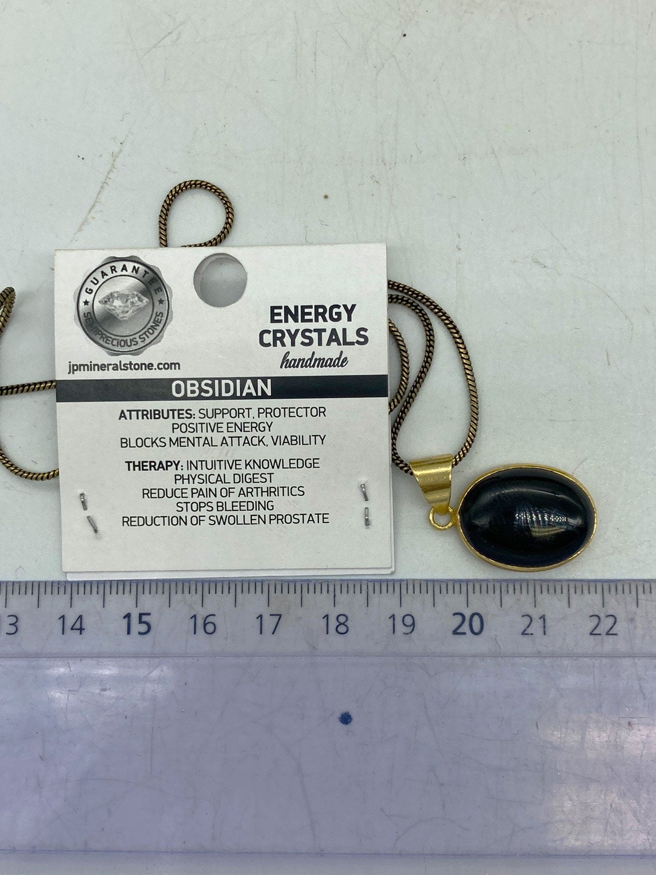 Black Obsidian Brass Pendant Cabochon Cut Healing Crystal