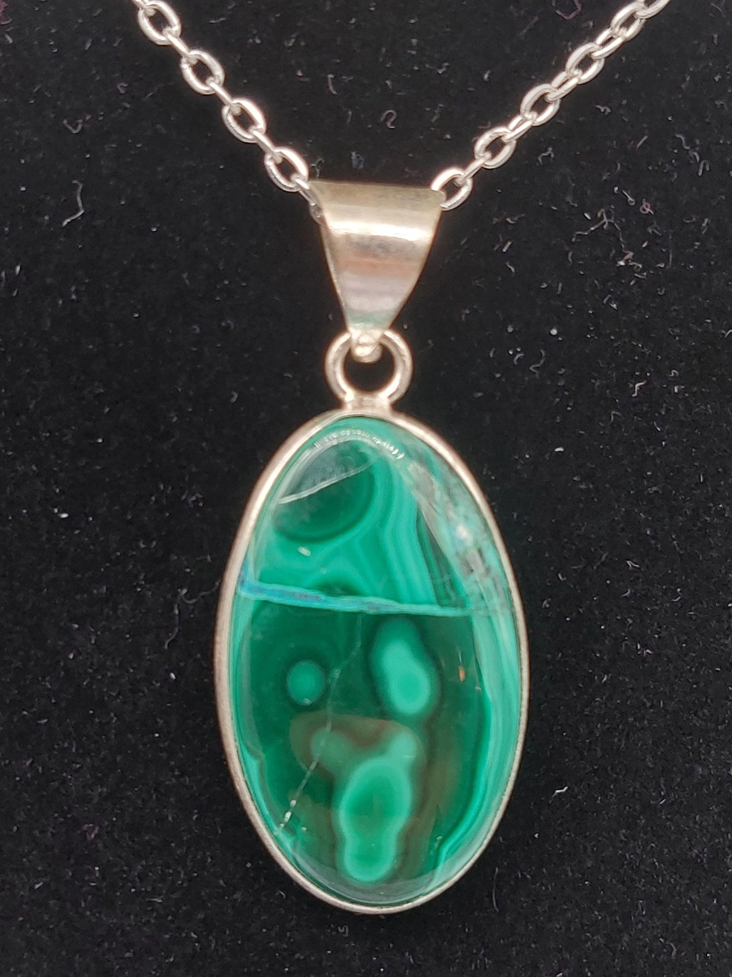 Malachite Silver Plated Necklace