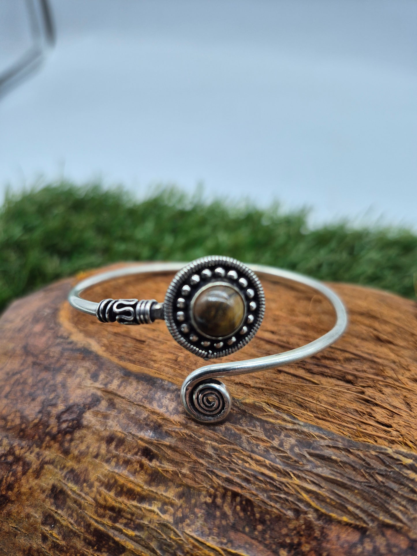 Tiger's Eye Crystal Silver Plated Bracelet