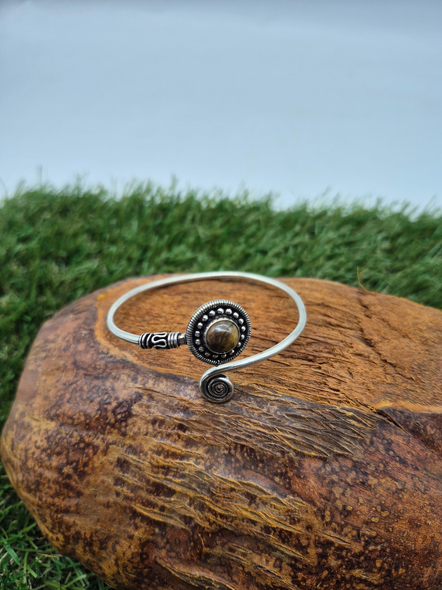 Tiger's Eye Crystal Silver Plated Bracelet