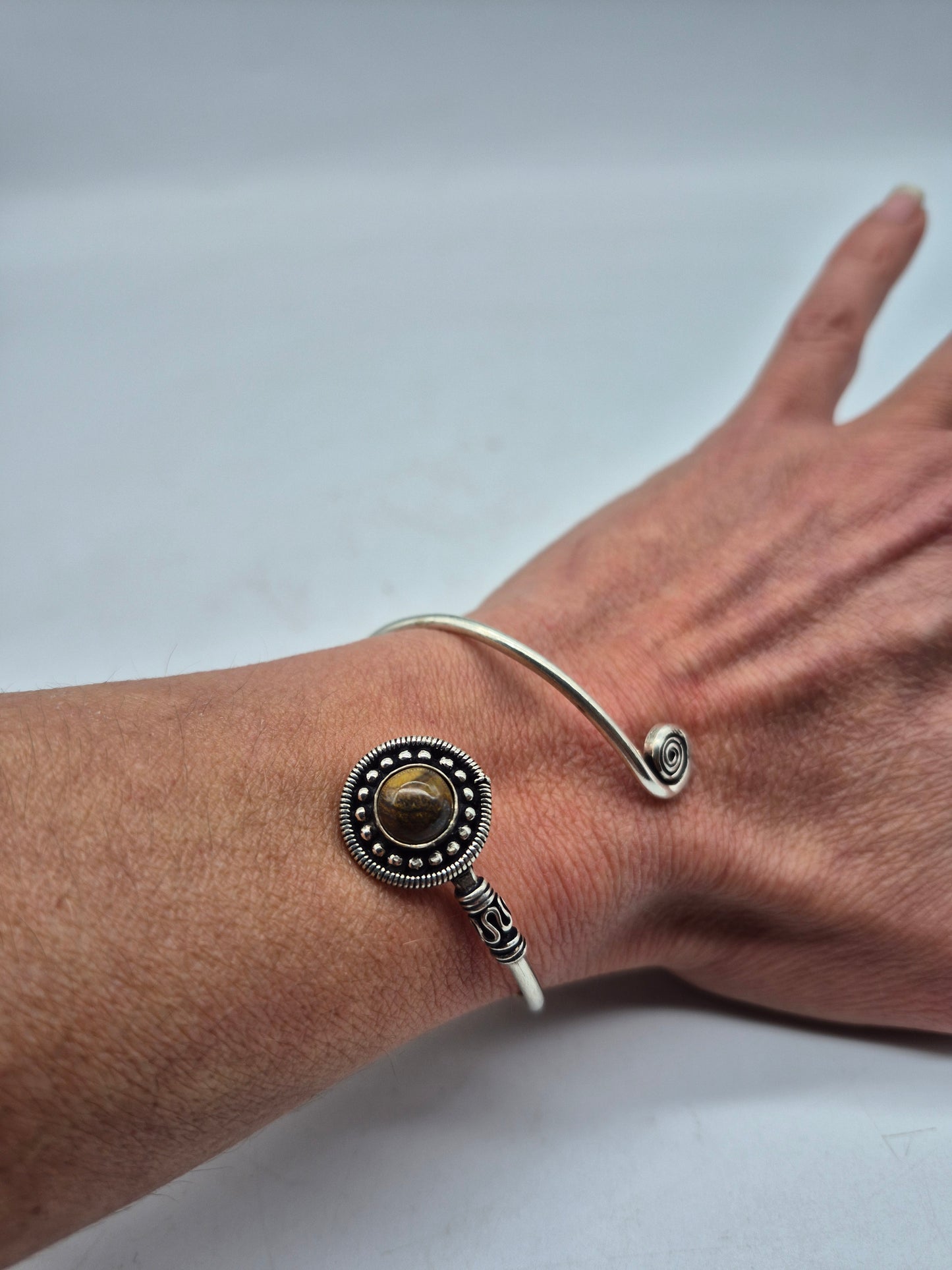 Tiger's Eye Crystal Silver Plated Bracelet