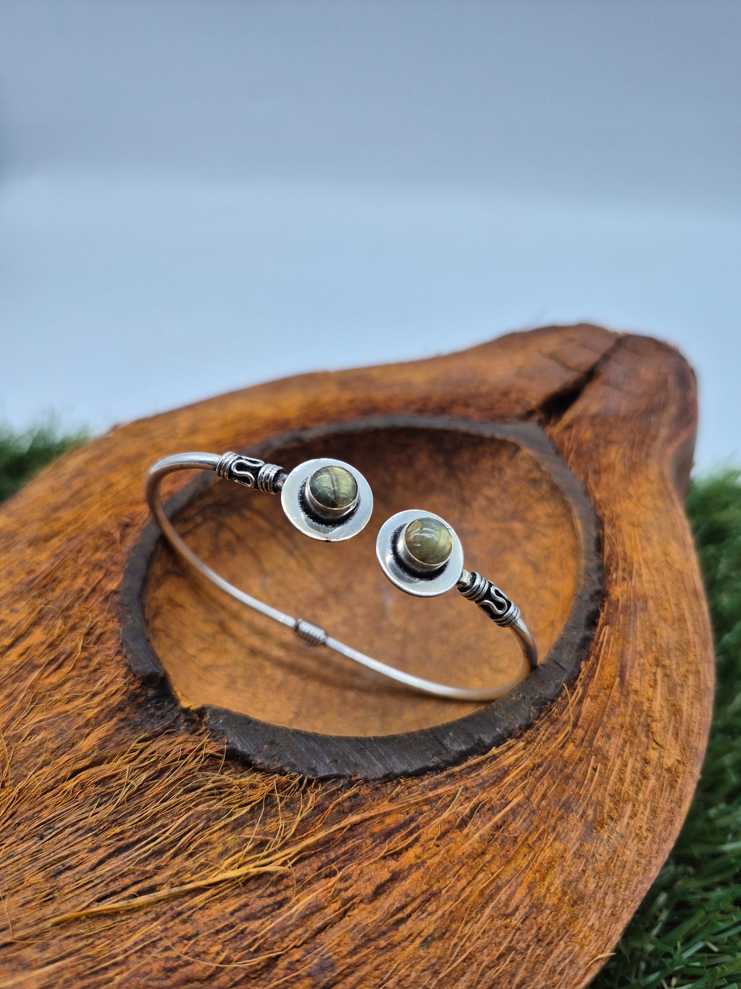 Labradorite Crystal Bracelet Silver Plated