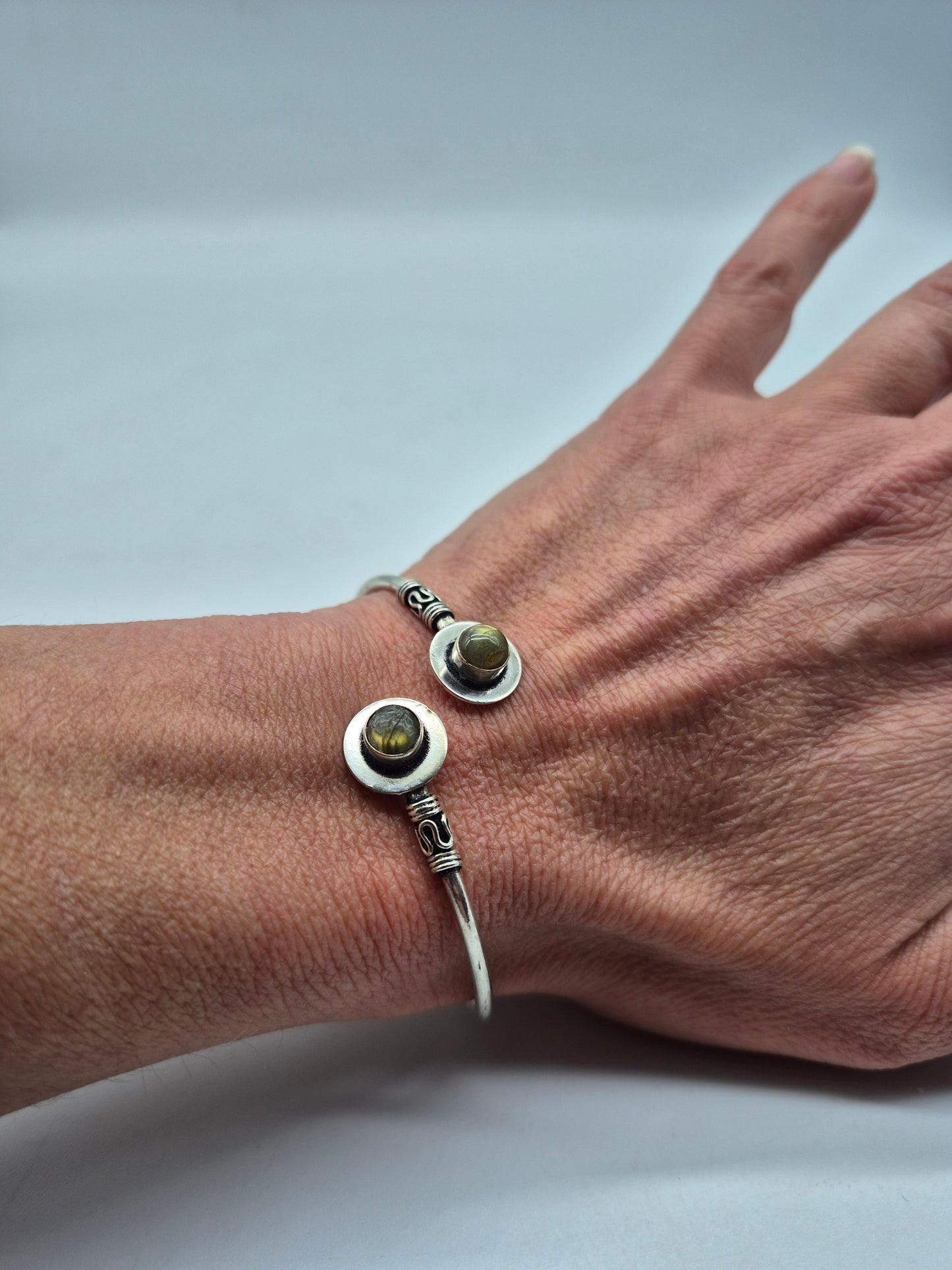 Labradorite Crystal Bracelet Silver Plated