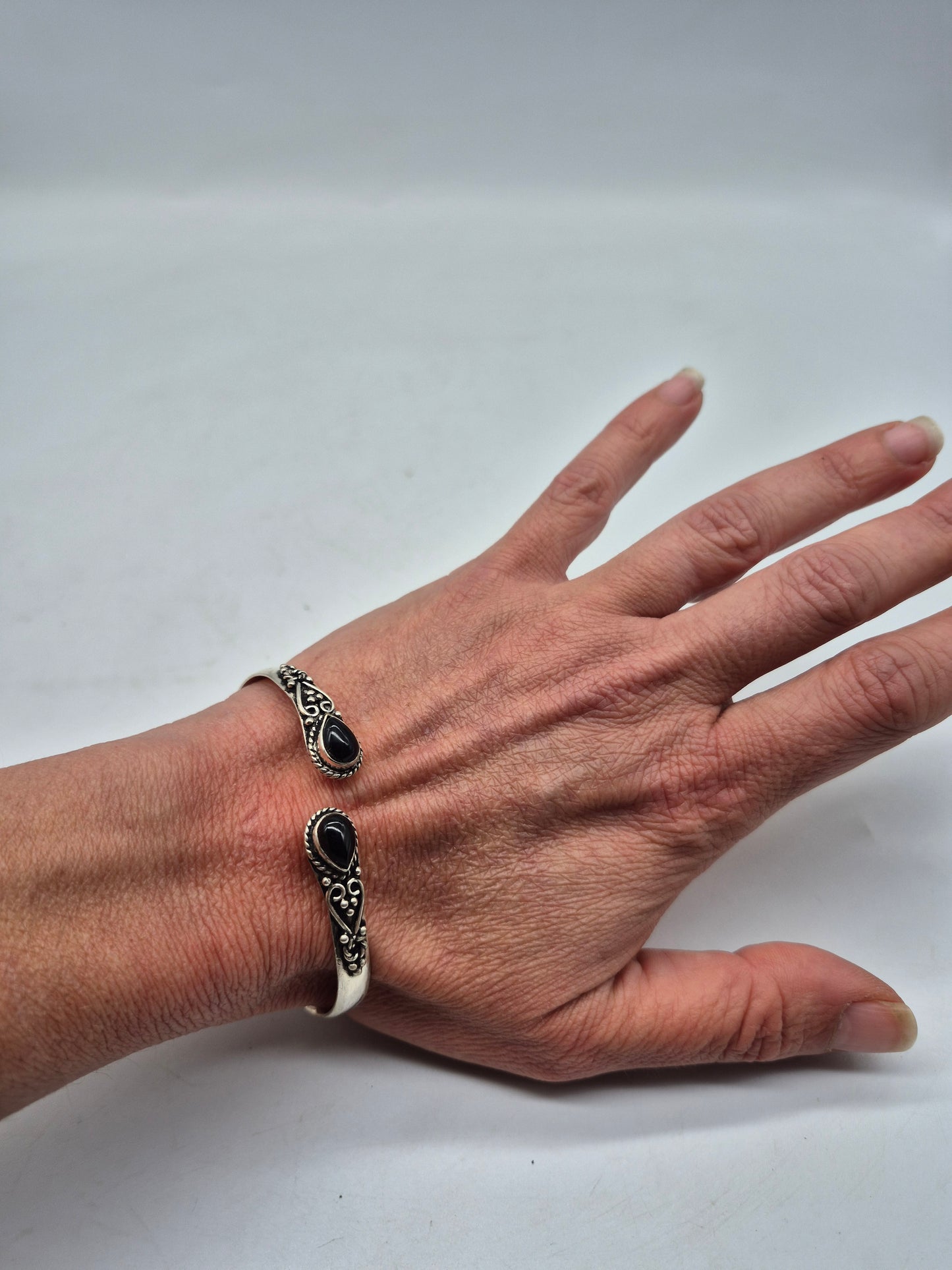 Black Obsidian Crystal Bracelet Silver Plated