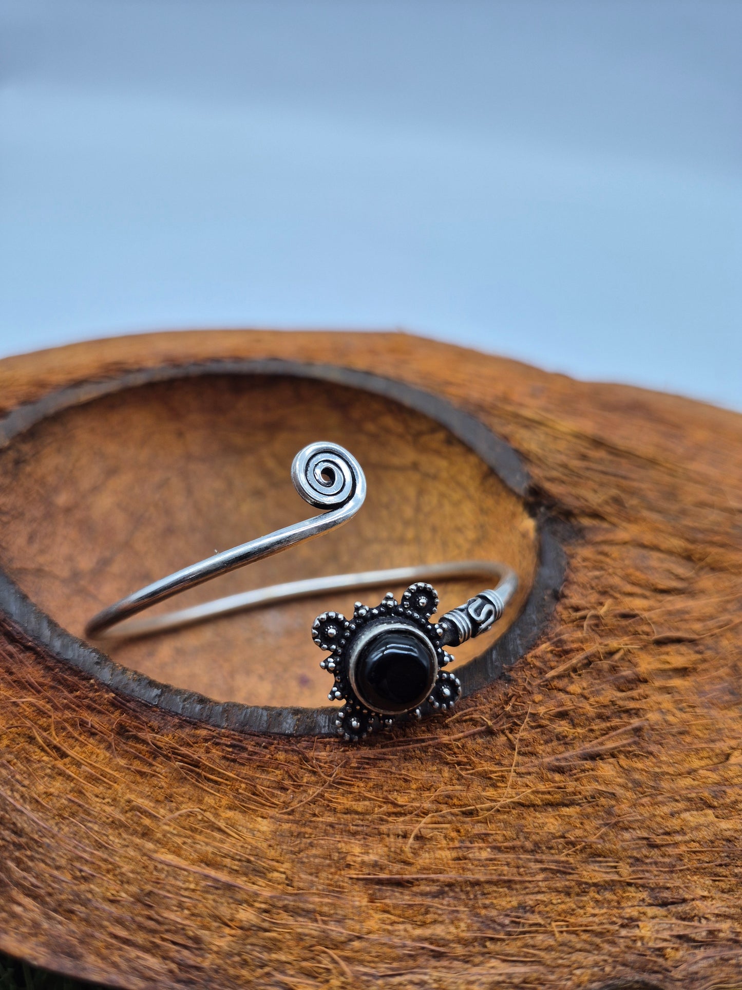 Black Obsidian Crystal Bracelet Silver Plated