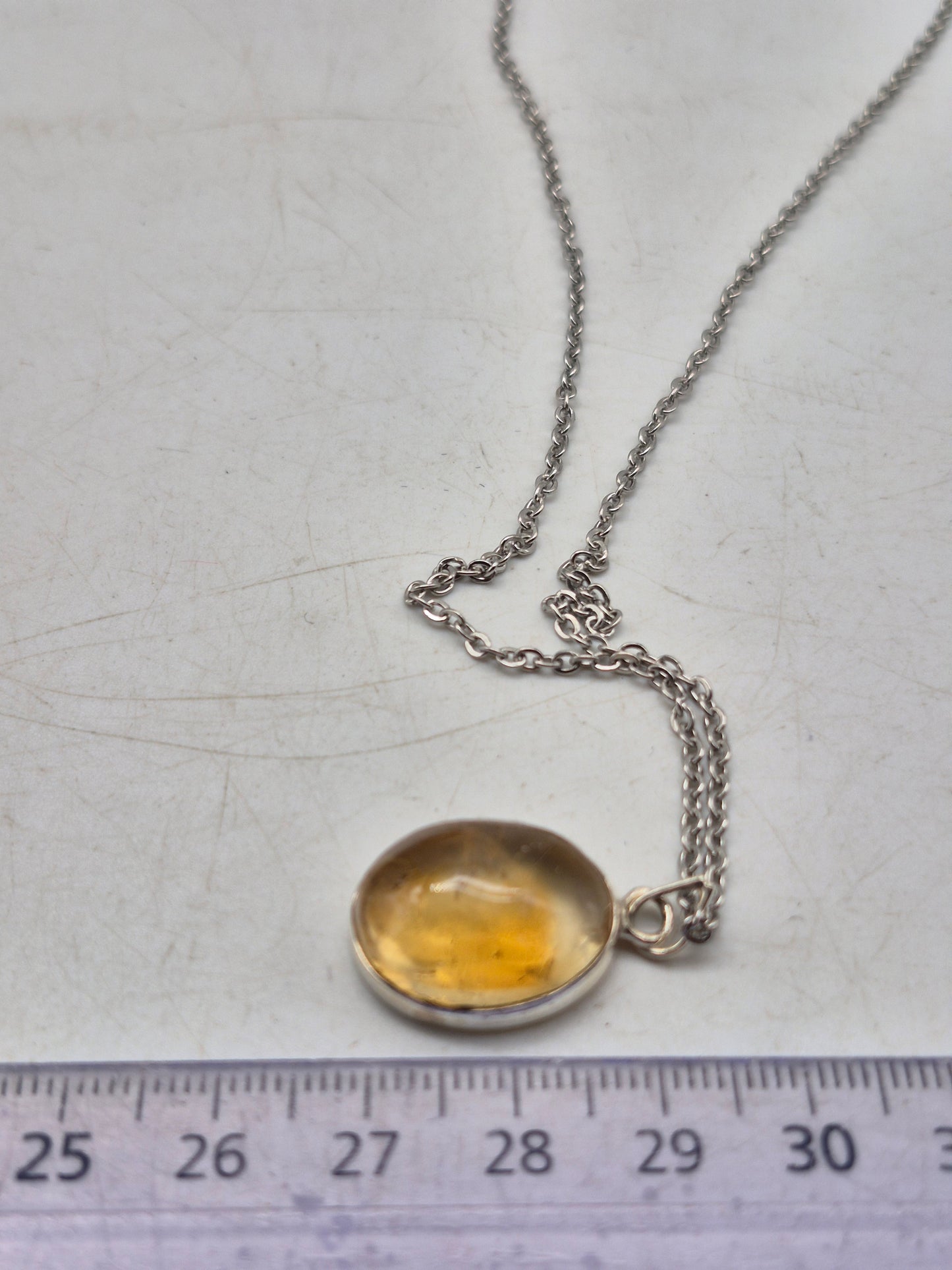Real Natural Citrine Necklace Silver Bezel 925 Pendant