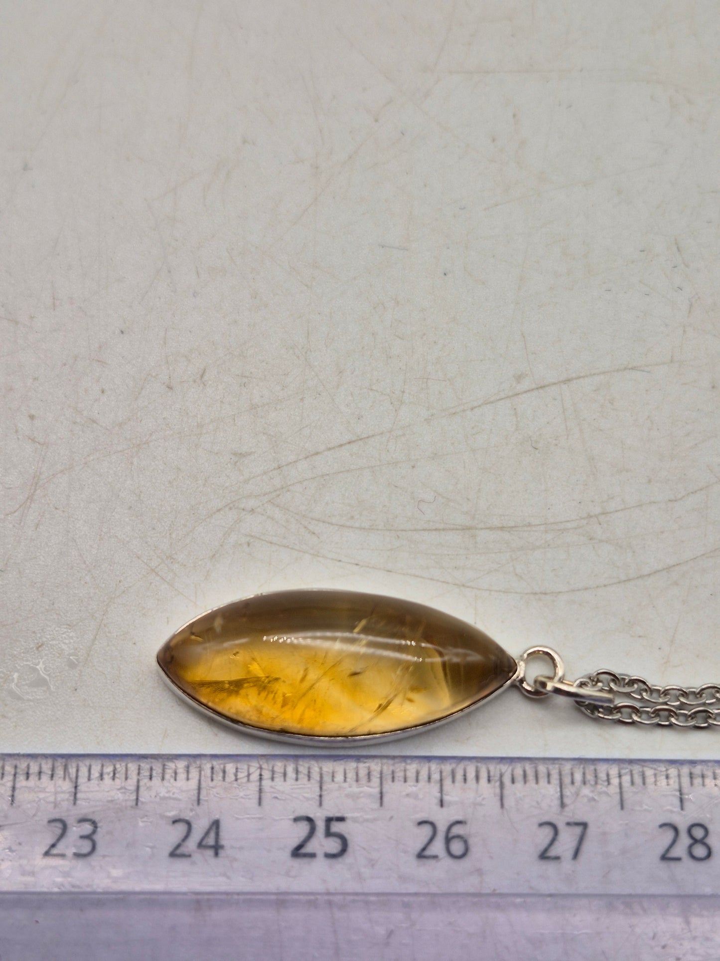 Real Natural Citrine Necklace Silver Bezel 925 Pendant – Untreated Citrine Crystal Jewelry with Stainless Steel Chain – November Birthstone