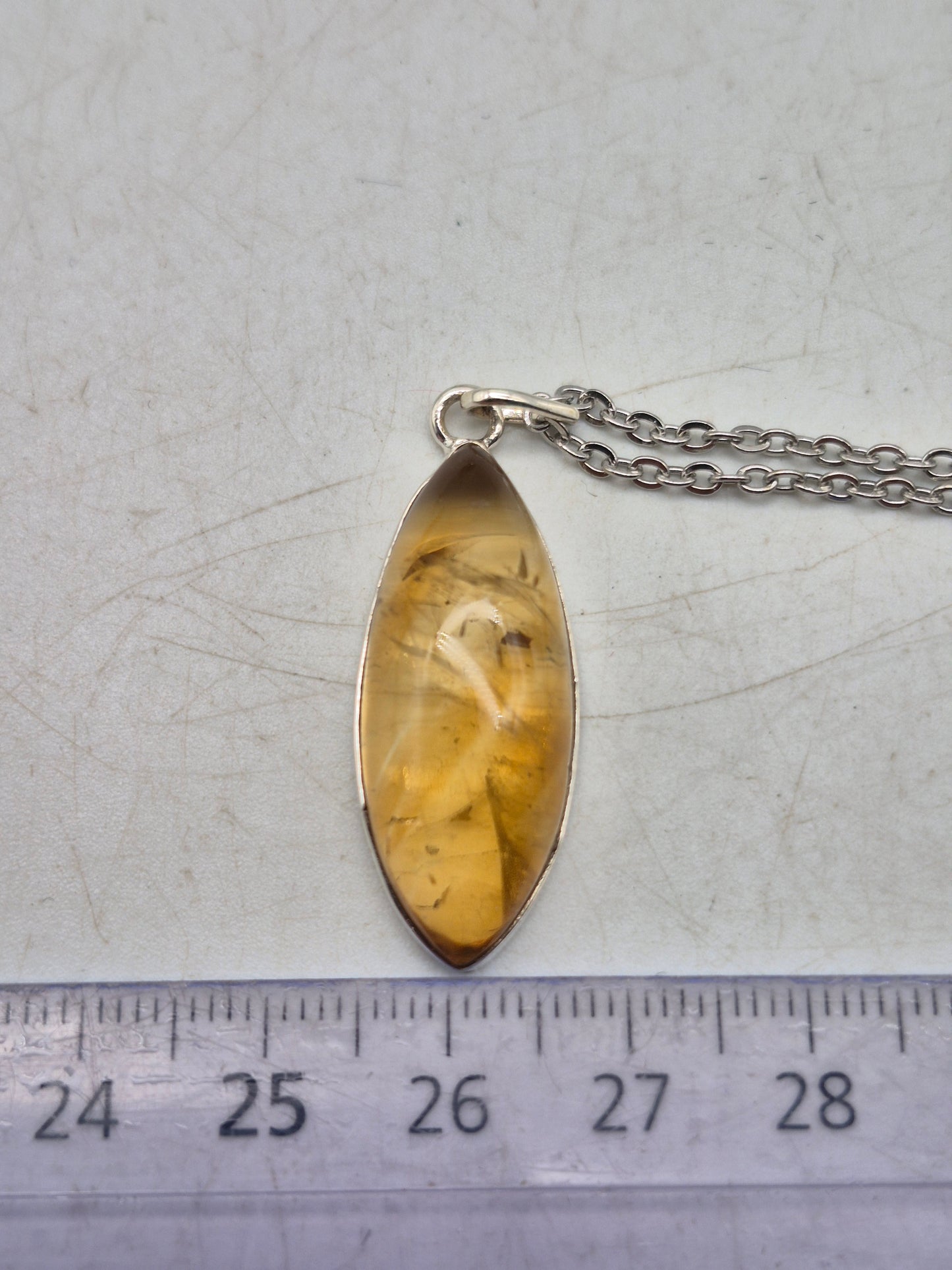 Real Natural Citrine Necklace Silver Bezel 925 Pendant – Untreated Citrine Crystal Jewelry with Stainless Steel Chain – November Birthstone