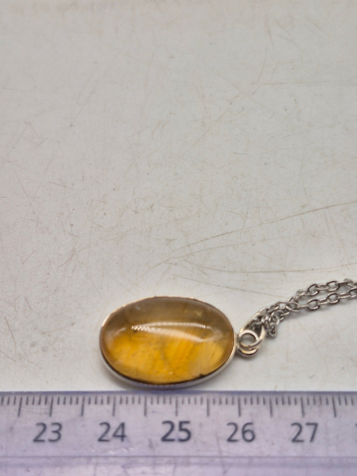Real Natural Citrine Necklace Silver Bezel 925 Pendant