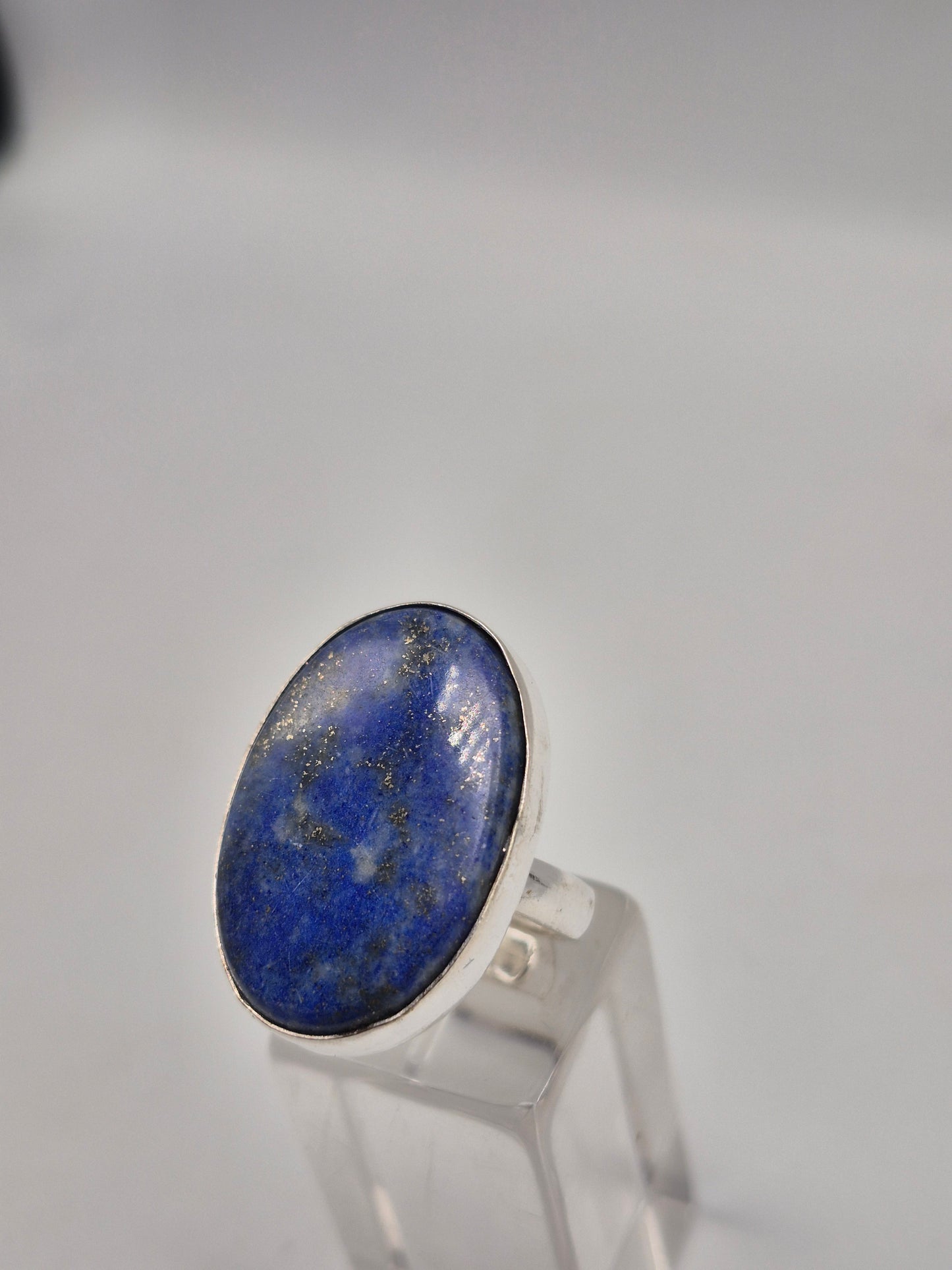 Lapis Lazuli Adjustable Ring – Silver Plated Cabochon - Blue Healing Crystal Jewelry