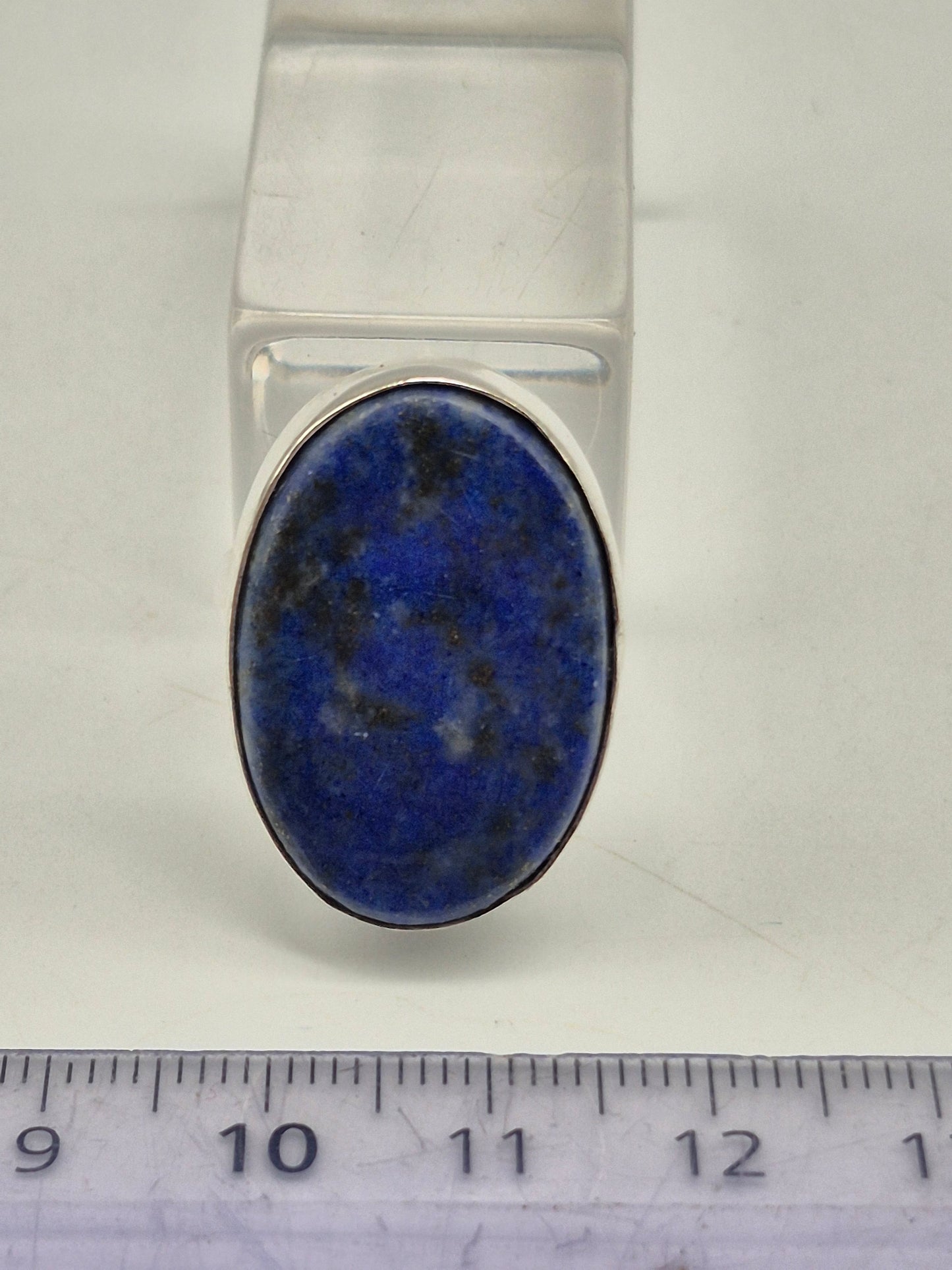 Lapis Lazuli Adjustable Ring – Silver Plated Cabochon - Blue Healing Crystal Jewelry