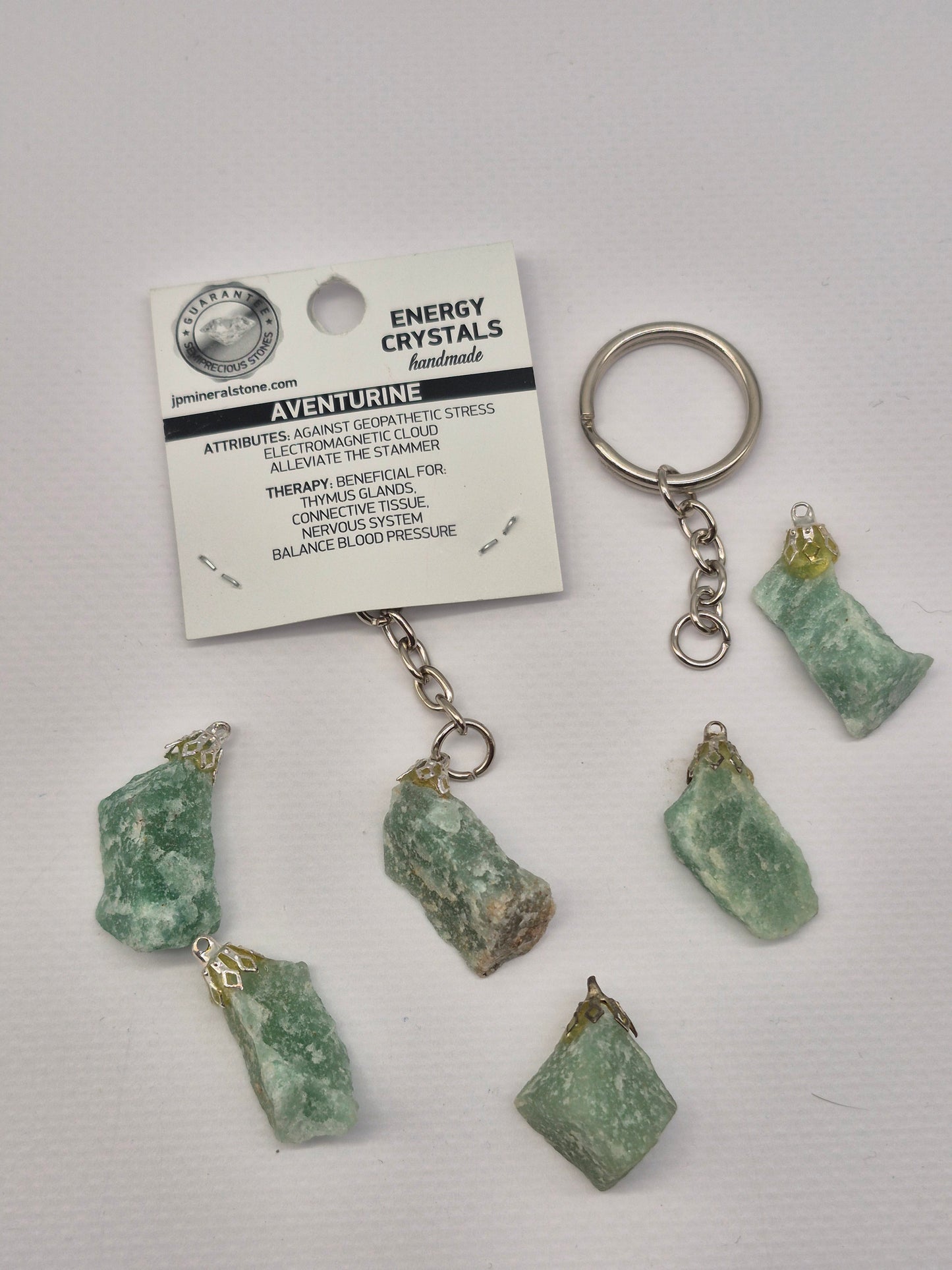 Natural Raw Green Aventurine Crystal Keychain