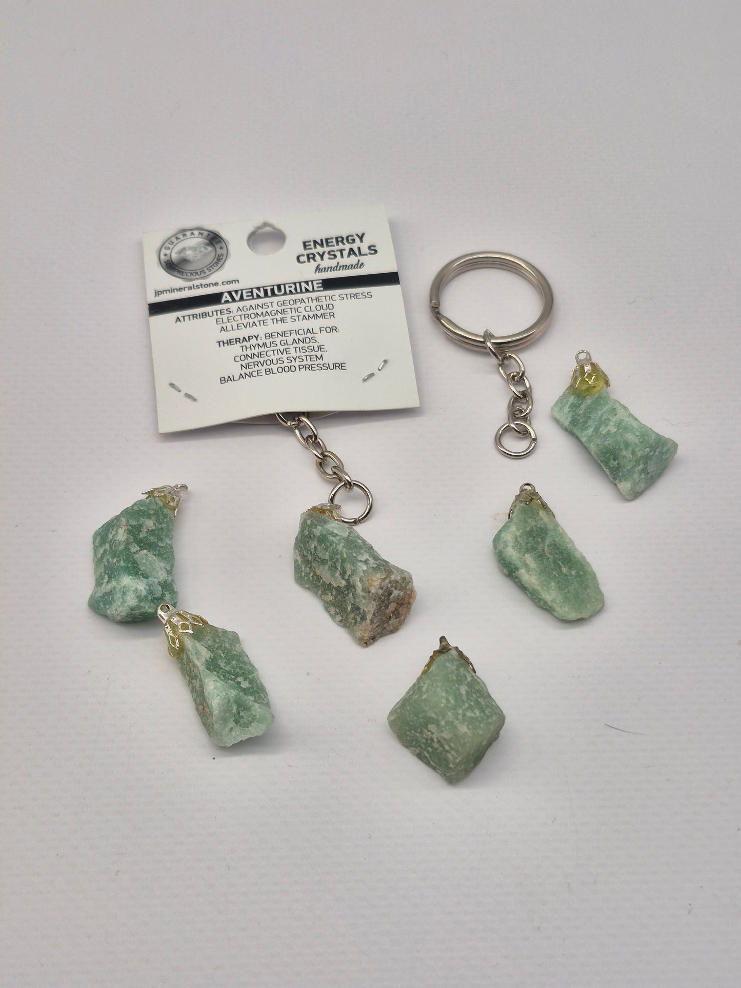 Natural Raw Green Aventurine Crystal Keychain