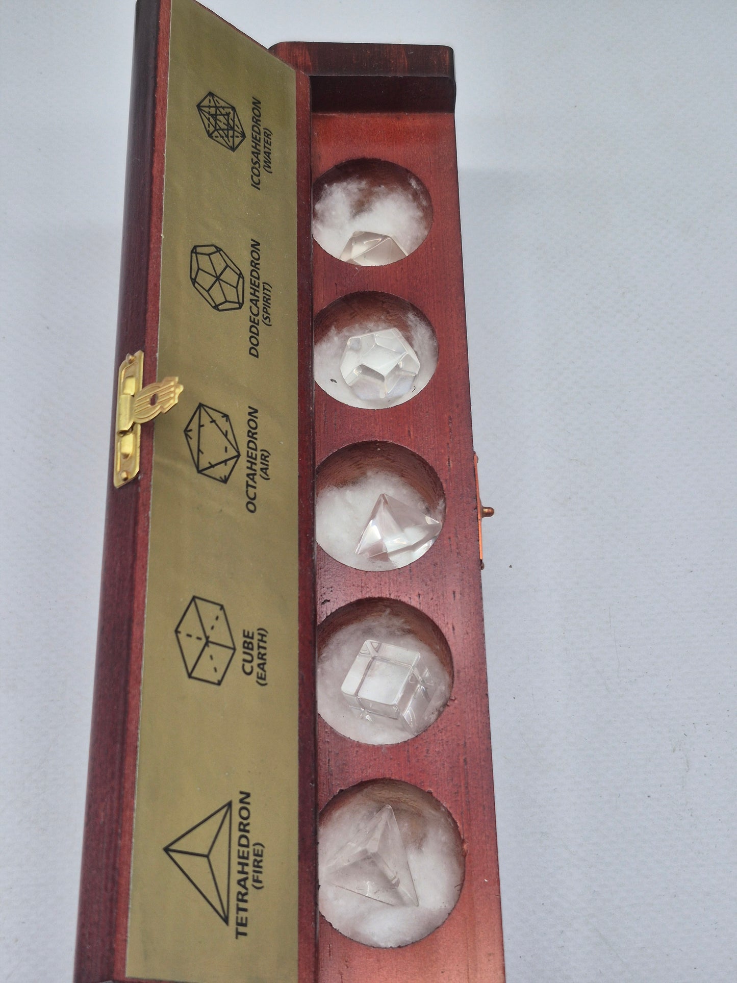 Quartz Platonic Solids Set – Sacred Geometry Crystal Set in Gift Box