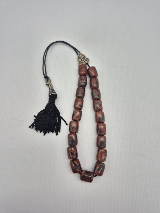Handmade Mahogany Obsidian Worry Beads: Greek Kompoloi Men's Gift