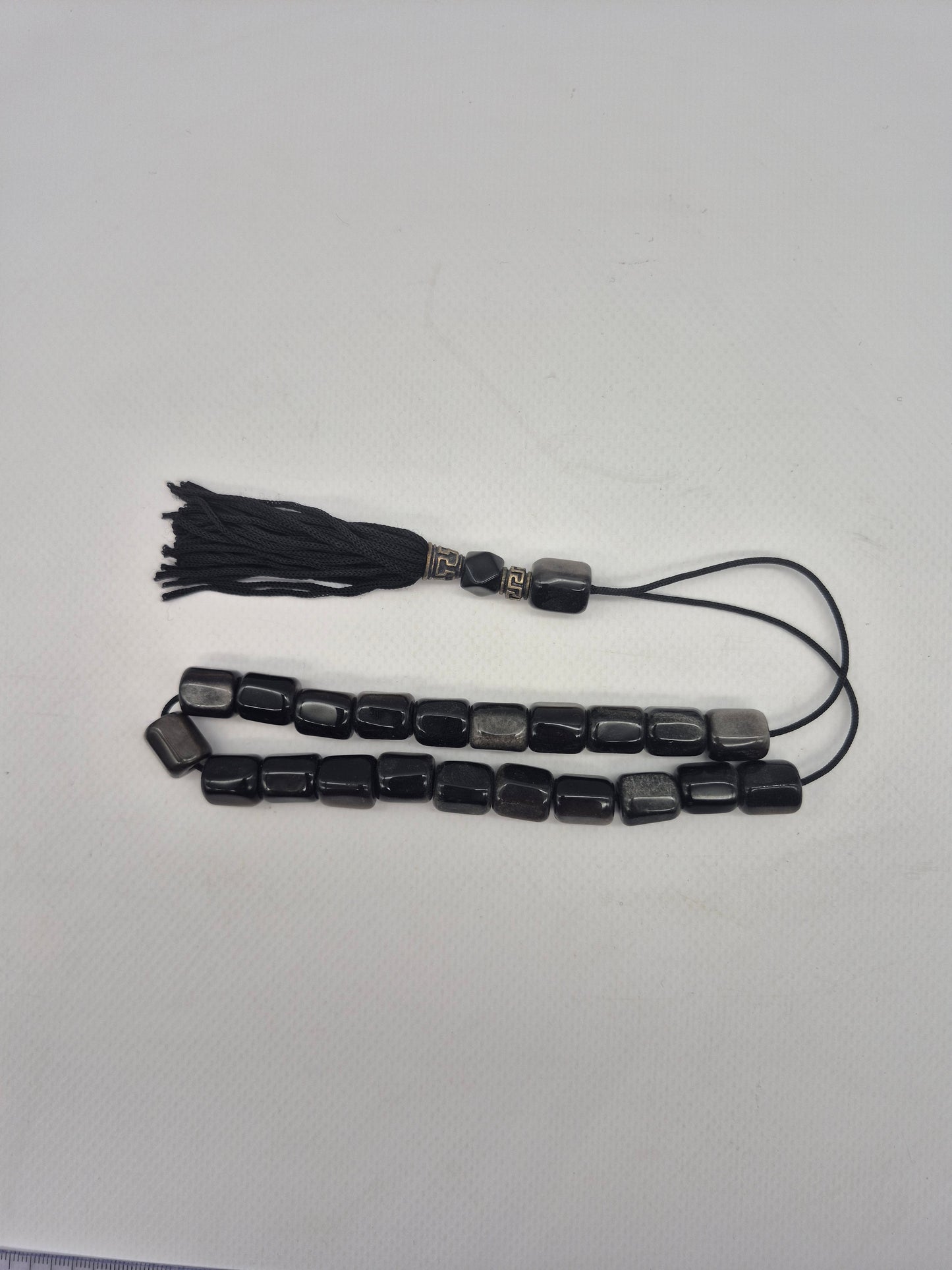 Silver Sheen Obsidian Handmade Worry beads - Greek kompoloi