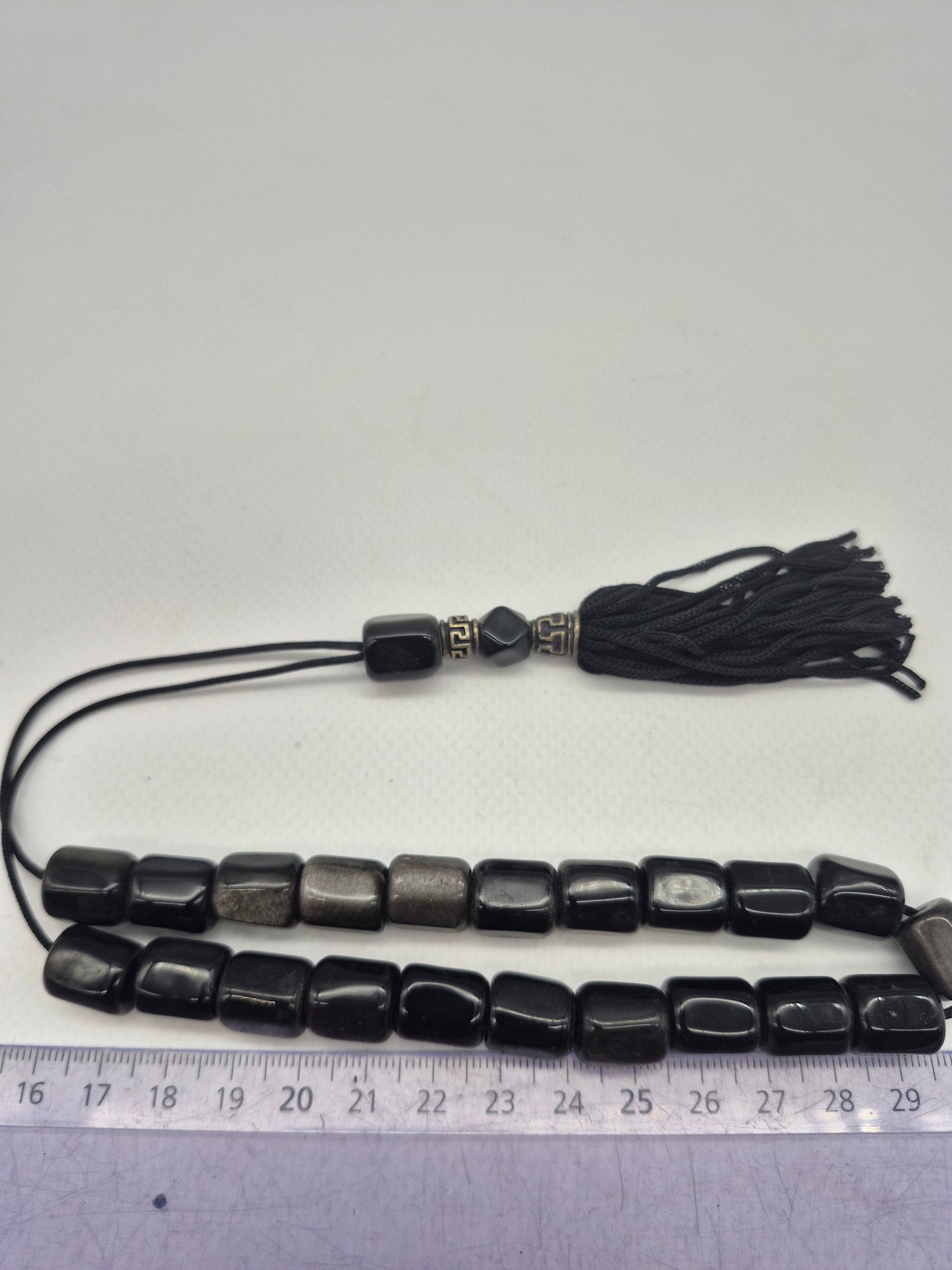 Silver Sheen Obsidian Handmade Worry beads - Greek kompoloi