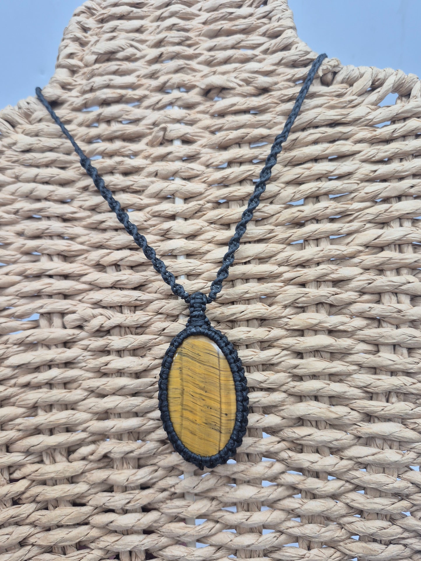 Tiger's Eye  Crystal Macrame Necklace