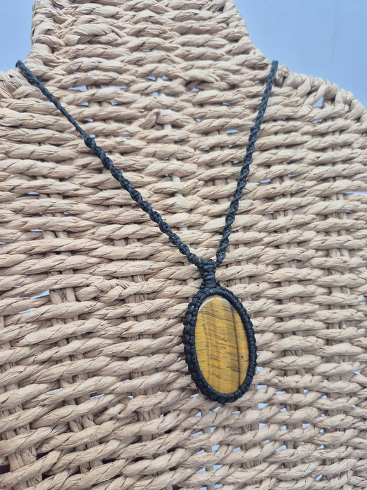 Tiger's Eye  Crystal Macrame Necklace