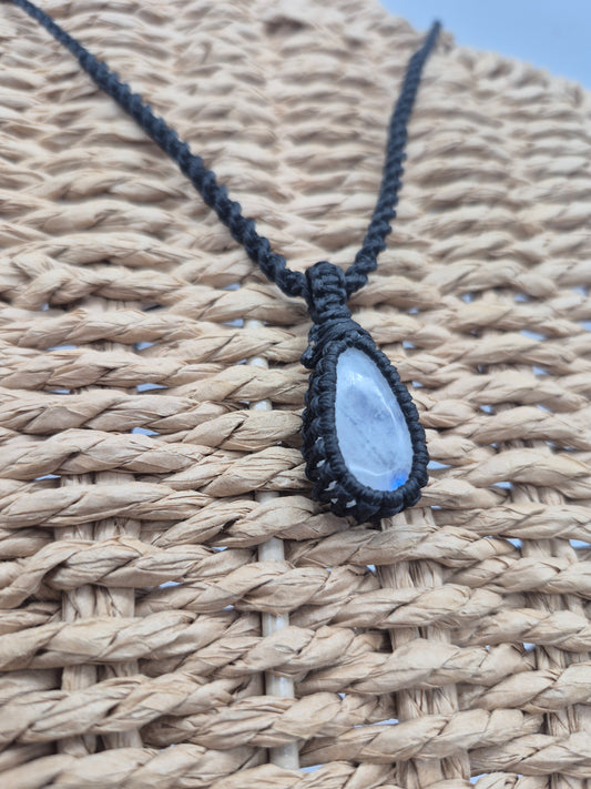 Moonstone Handmade Wrapped Macrame Necklace - Healing Stone