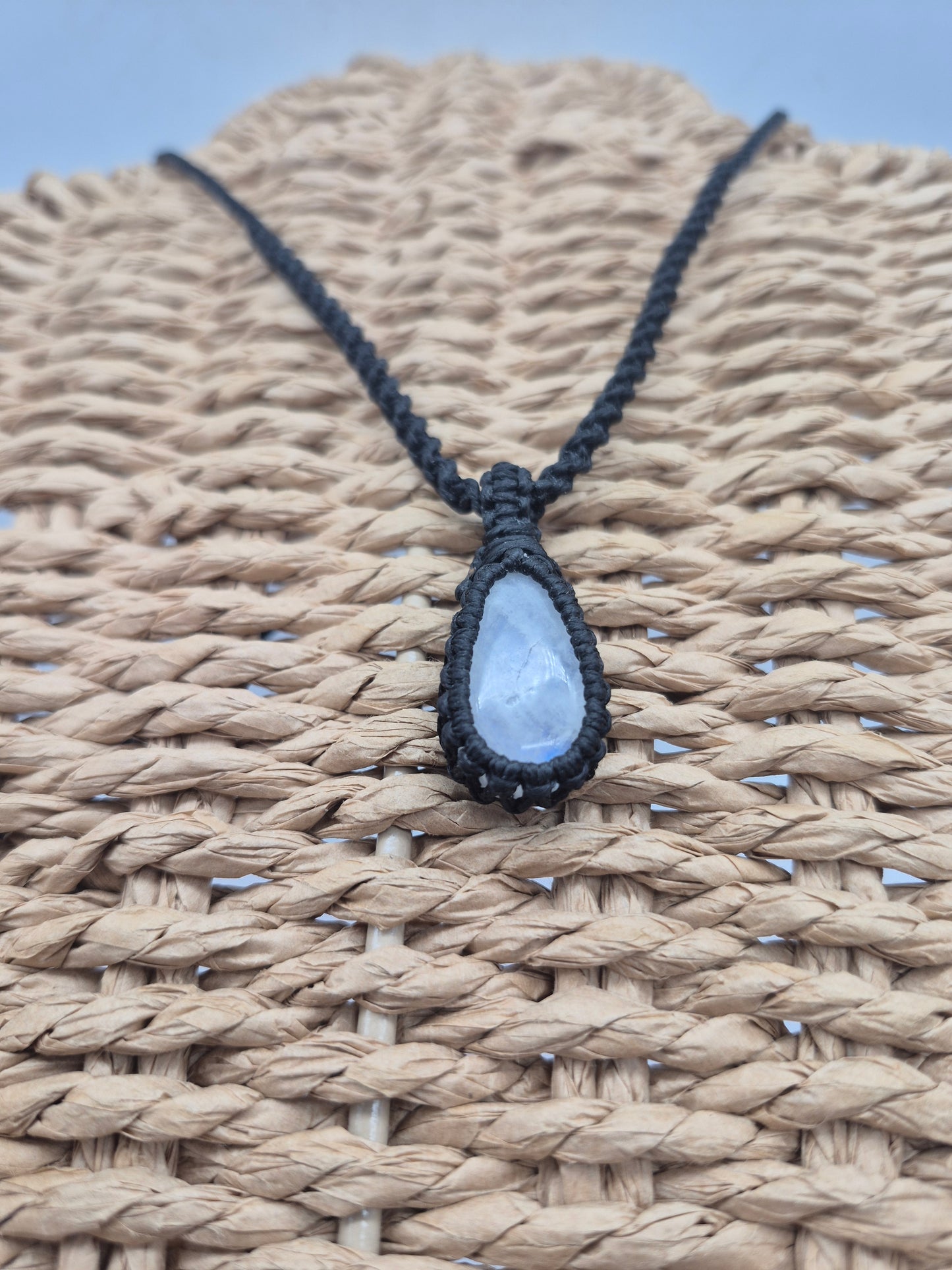 Moonstone Handmade Wrapped Macrame Necklace - Healing Stone